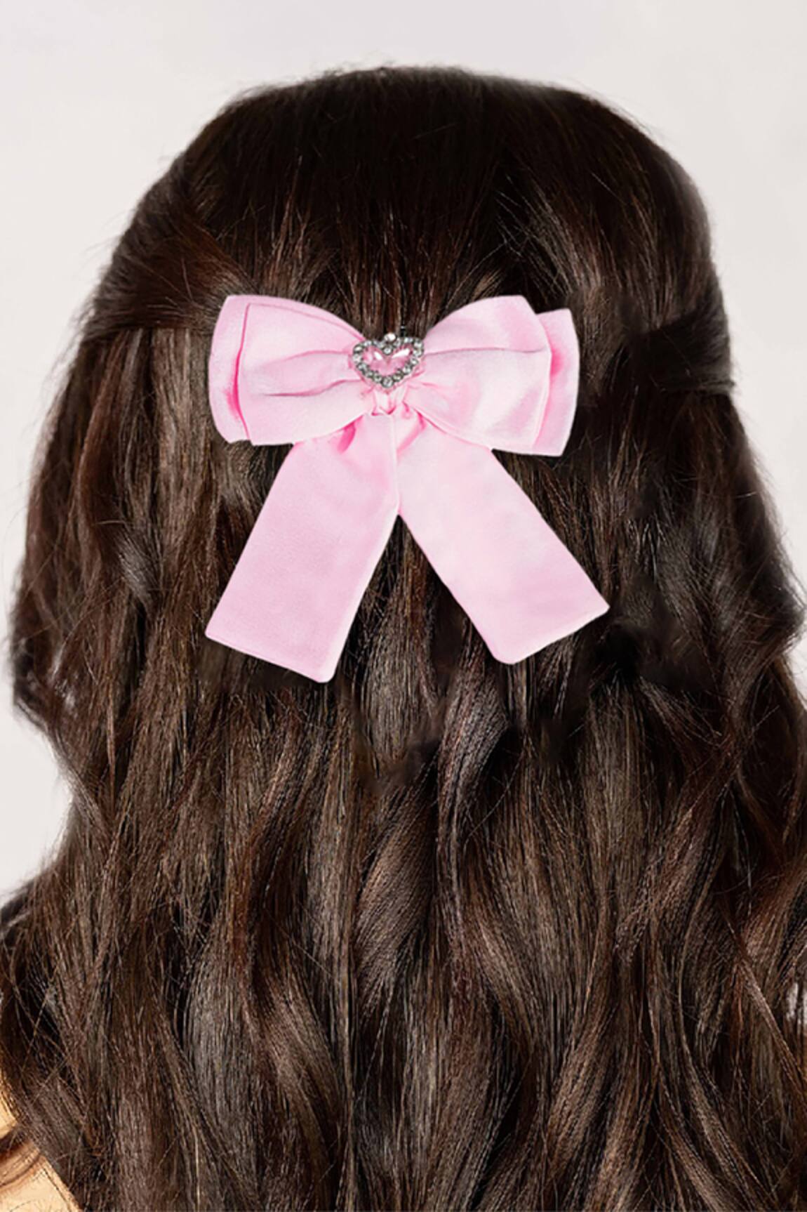 Hair Drama Co Crystal Heart Embellished Hair Bow