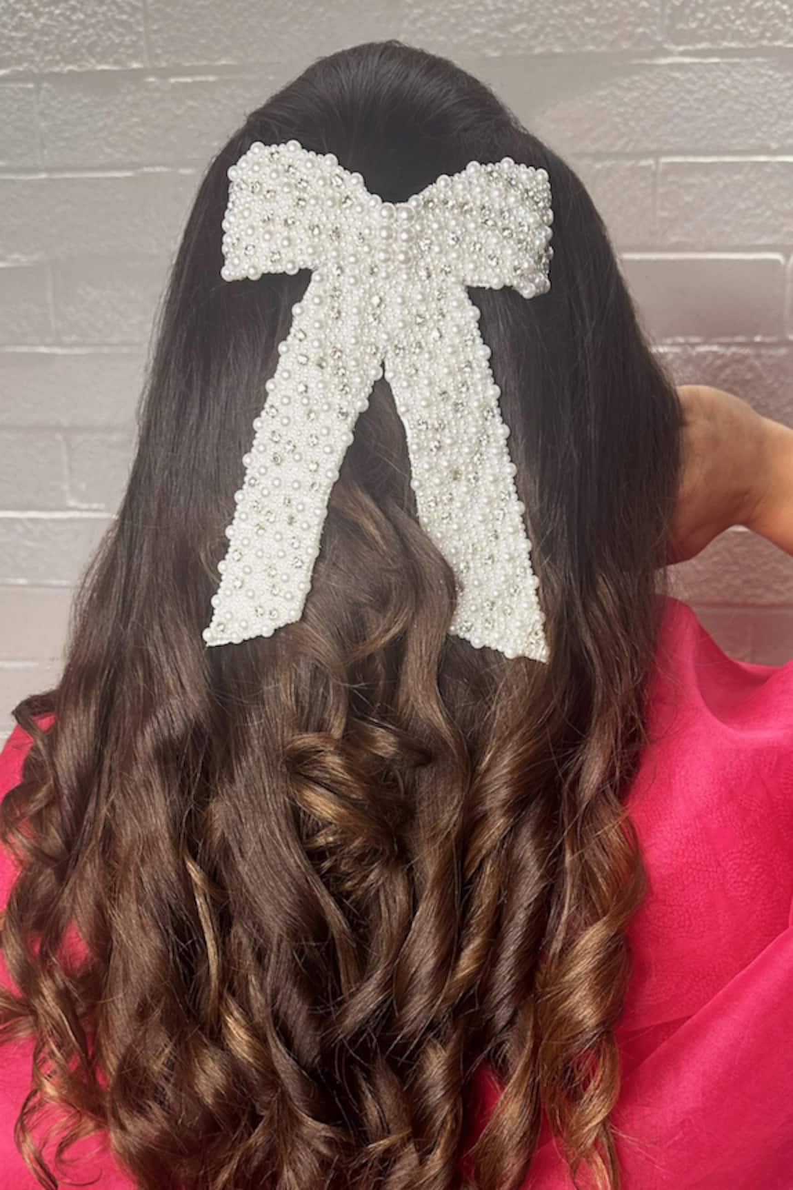 Hair Drama Co Pearls & Crystal Embellished Hair Bow