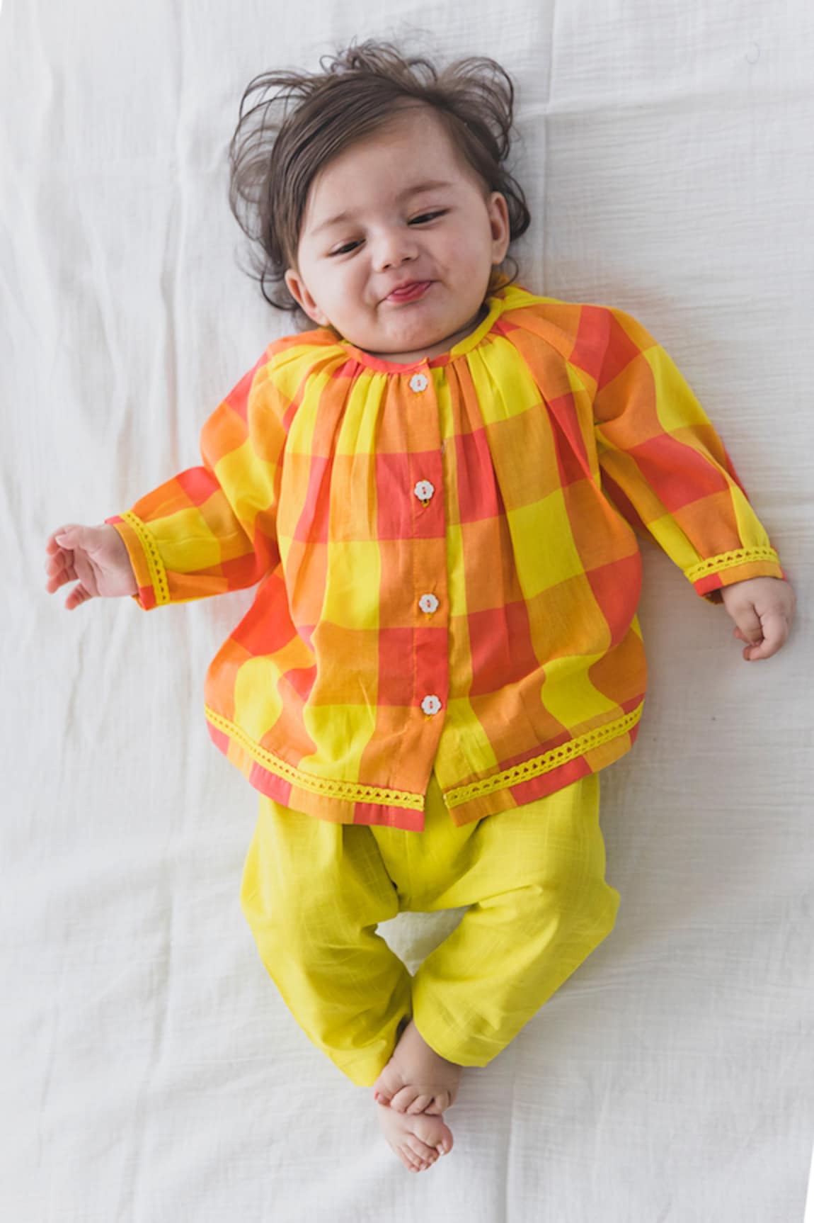 Tiber Taber Chirpy Checkered Jhabla Set