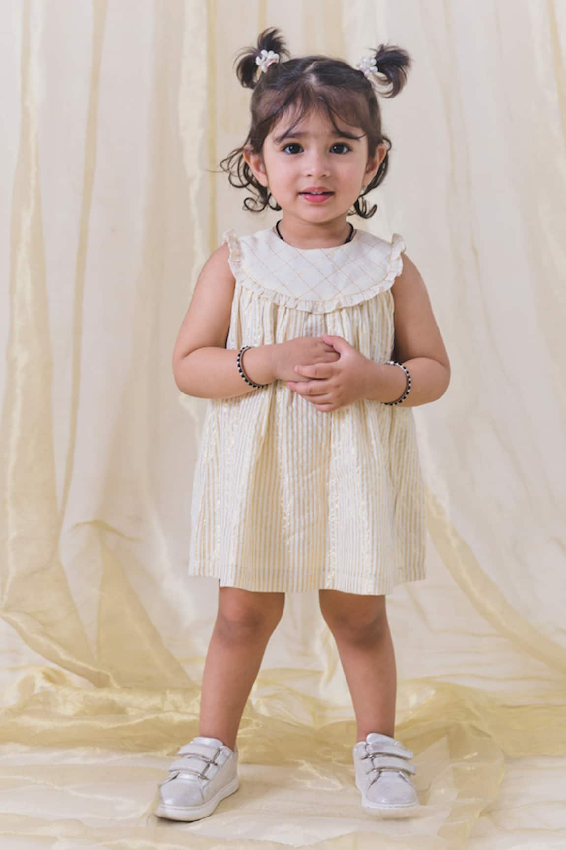 Tiber Taber Shimmery Striped Dress With Bloomer