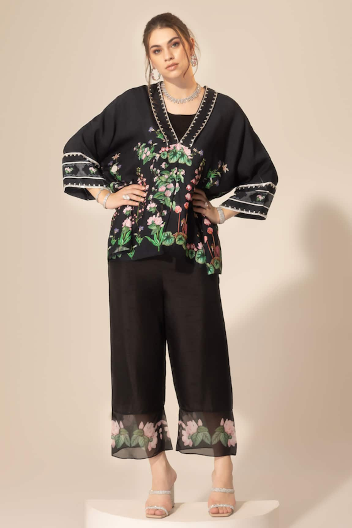 Sakshi Girri Botanical Print Short Kaftan & Pant Set