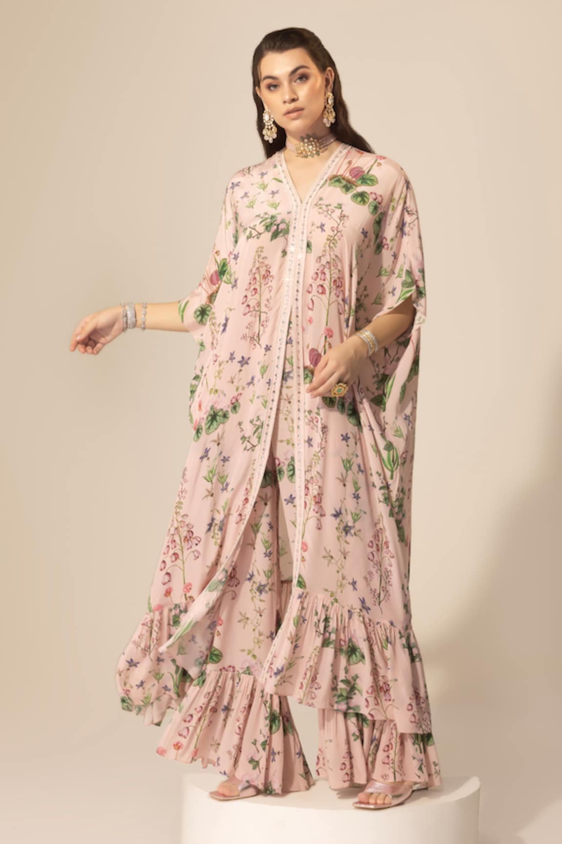 Sakshi Girri Botanical Print Long Kaftan & Pant Set