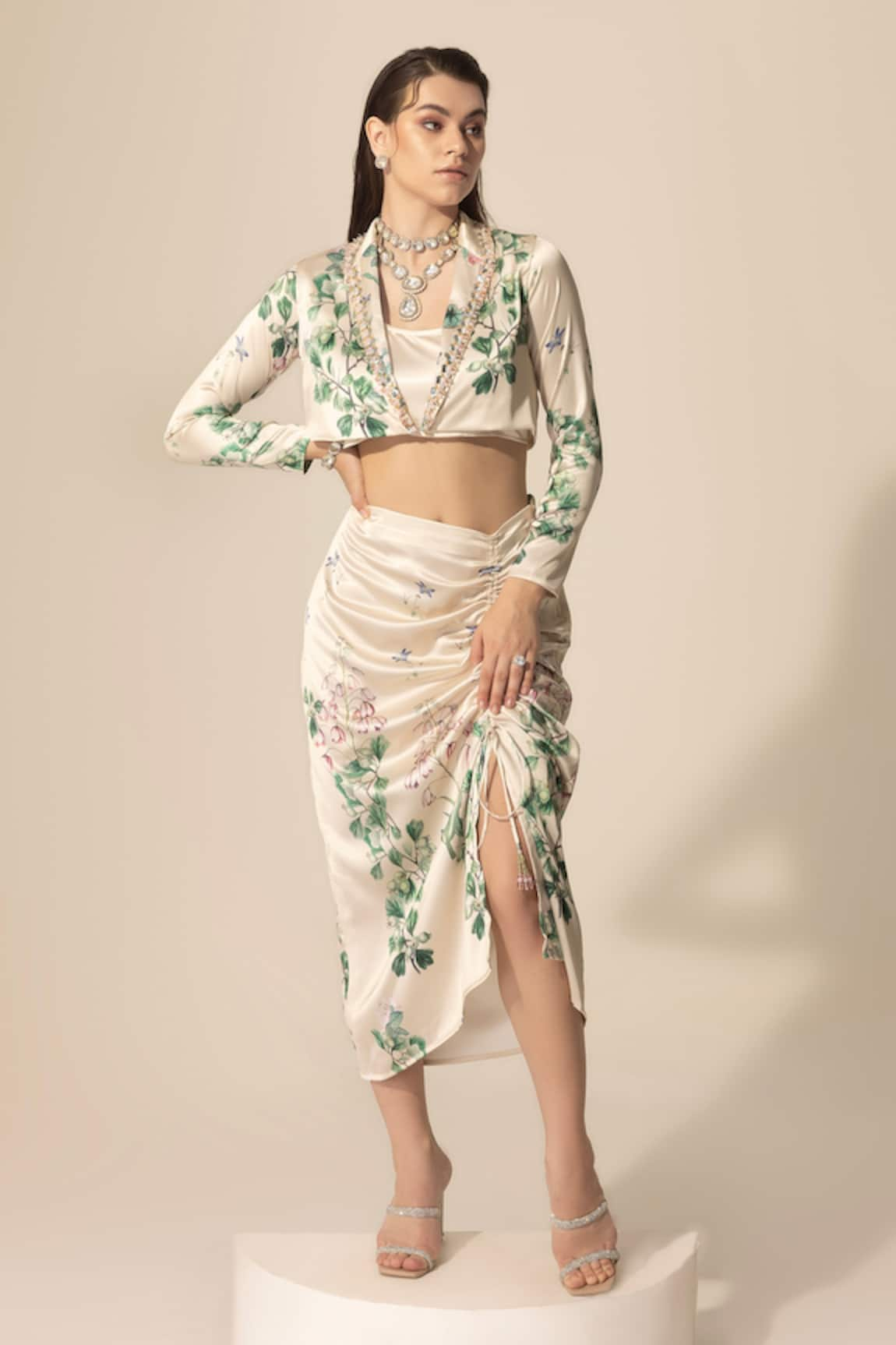 Sakshi Girri Botanical Print Blazer & Skirt Set