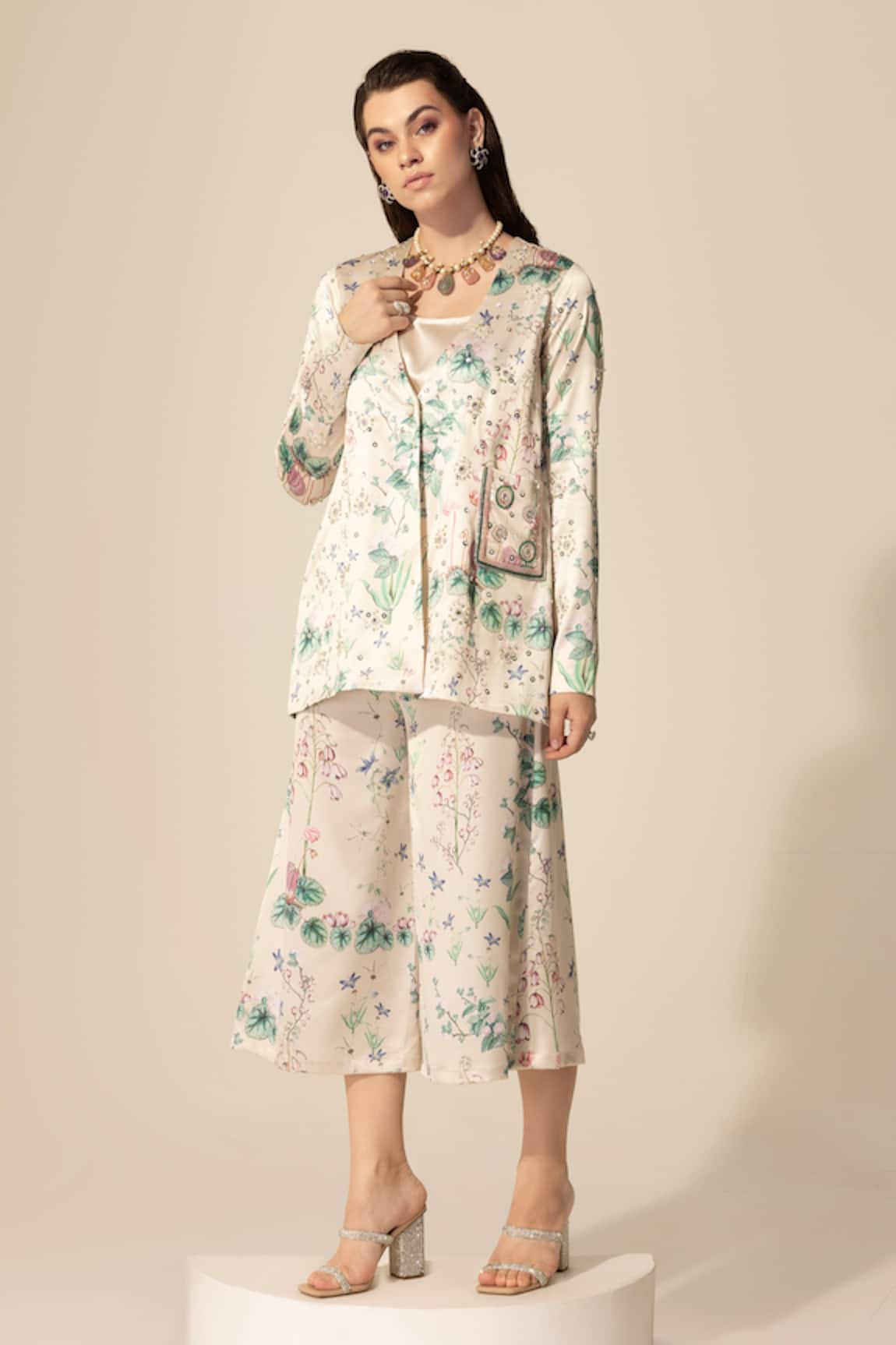 Sakshi Girri Botanical Print Top & Culotte Pant Set