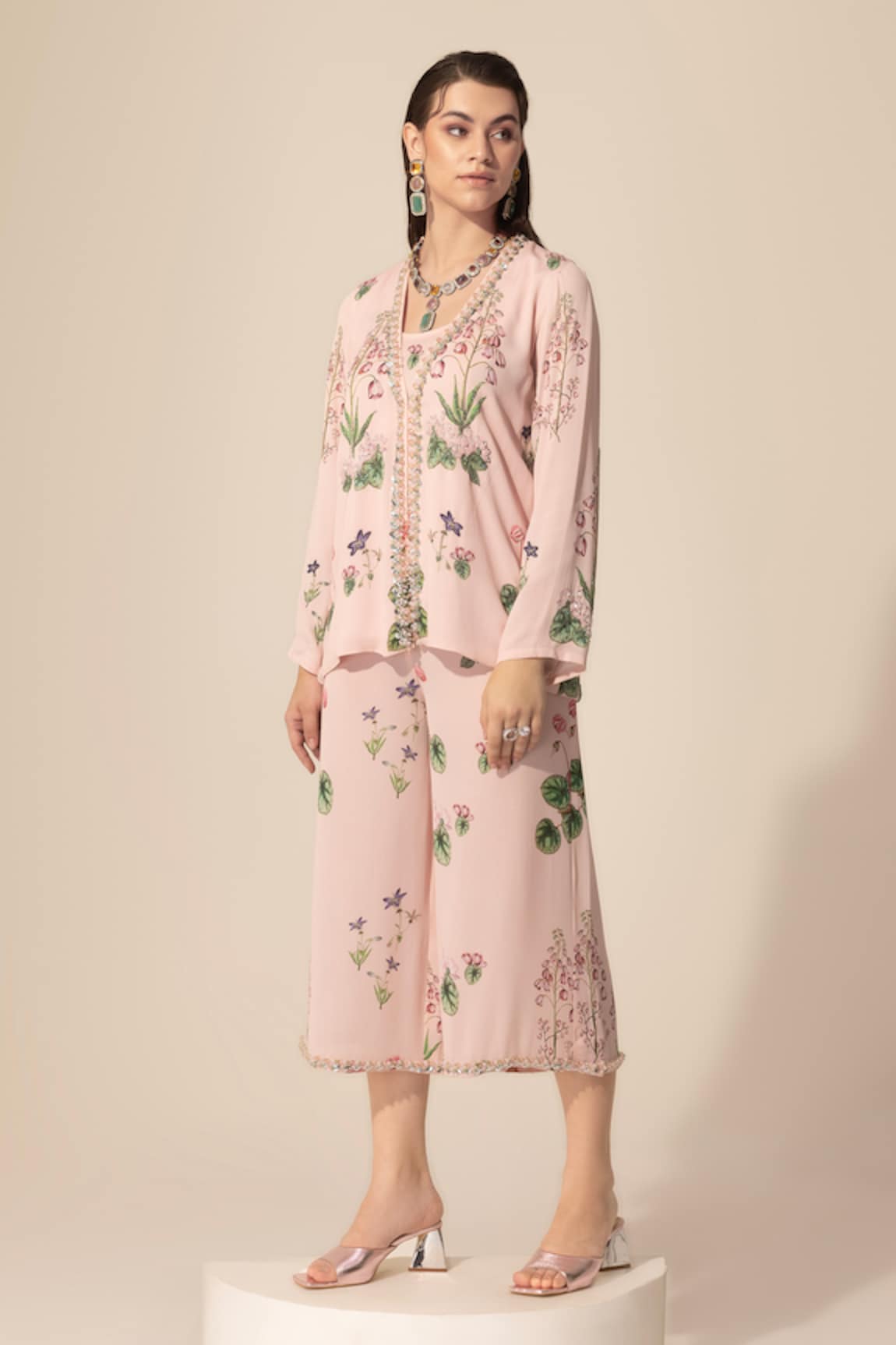 Sakshi Girri Botanical Pattern Top & Culotte Pant Set