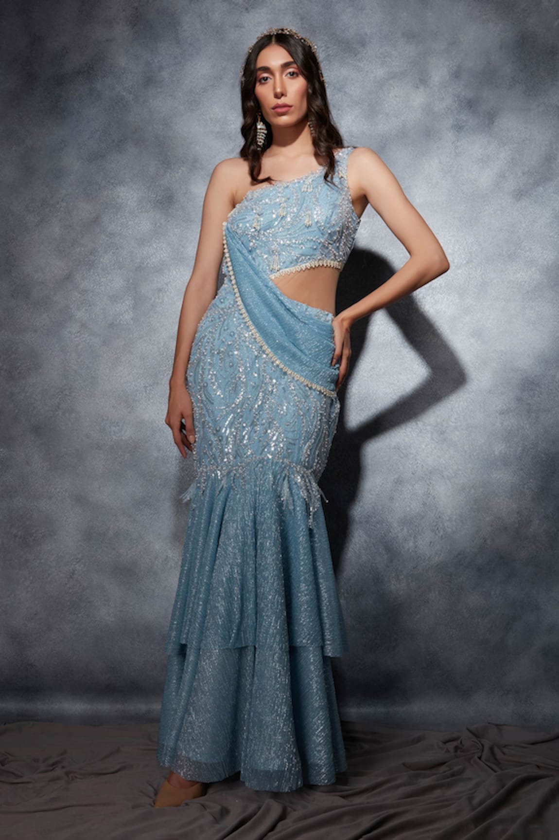 Saaj by Ankita Layered Mermaid Cut Saree Gown