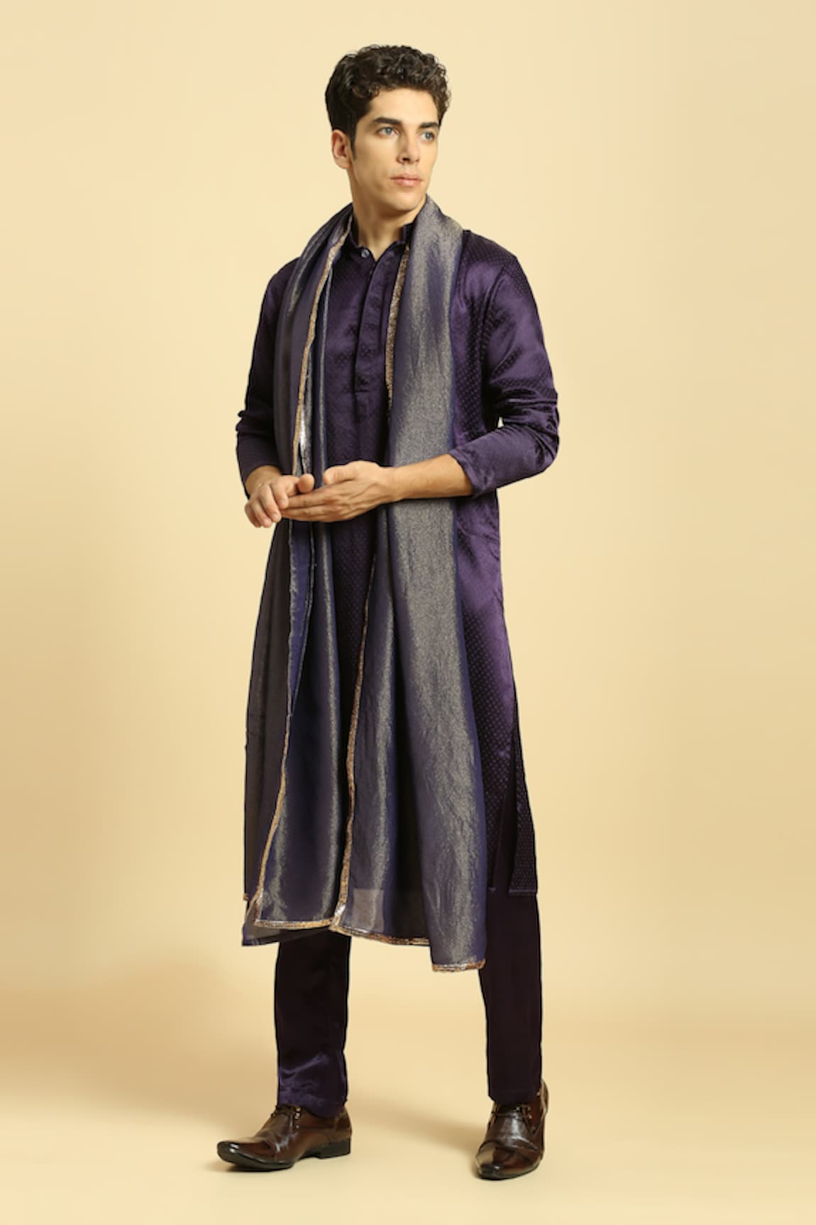 Masumi Mewawalla Kurta Set With Embroidered Border Dupatta