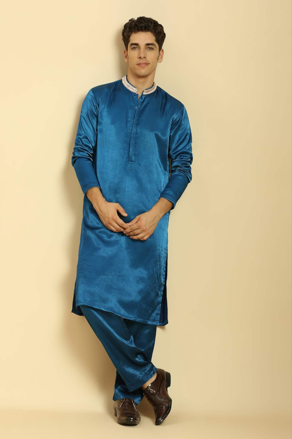 Masumi Mewawalla Hand Embroidered Collar Kurta Set