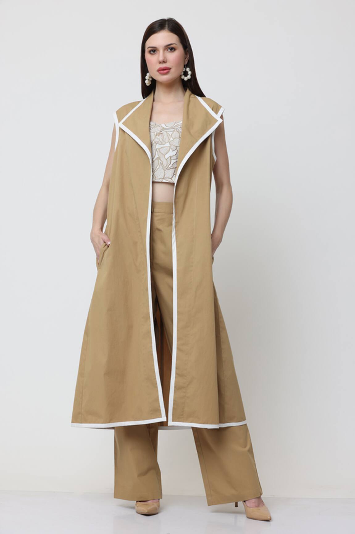 Midori By Sgv Sylvie Solid Jacket Pant Set 