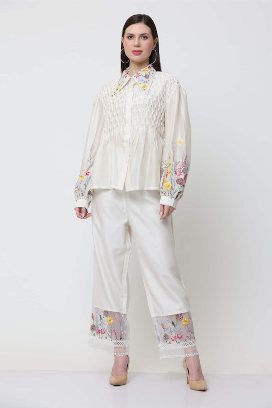 MIDORI BY SGV Allora Thread Embroidered Shirt With Pant