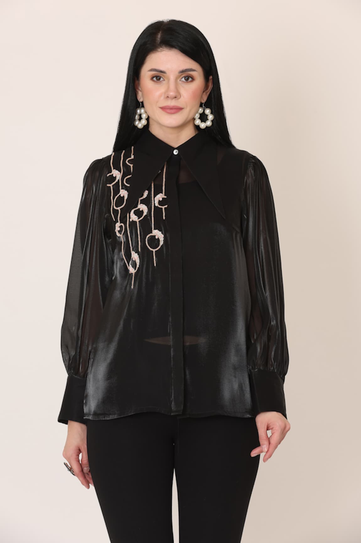 MIDORI BY SGV Organza Embroidered Shirt