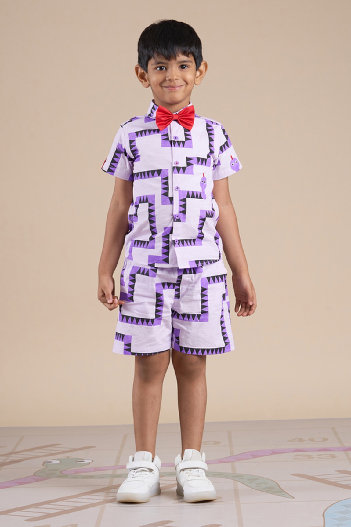 LIL DRAMA Snake Pattern Shirt & Shorts Set