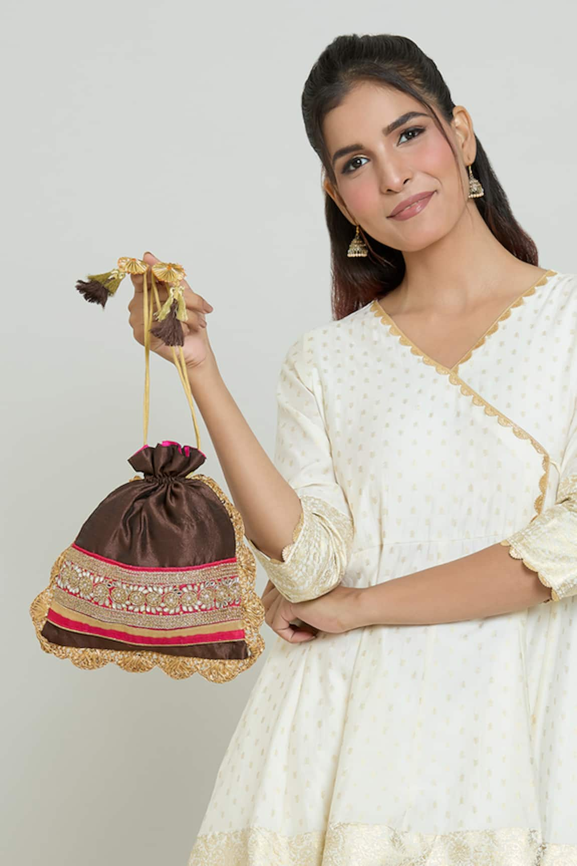 Kalakaari By Sagarika Mirror & Bead Embroidered Potli Bag