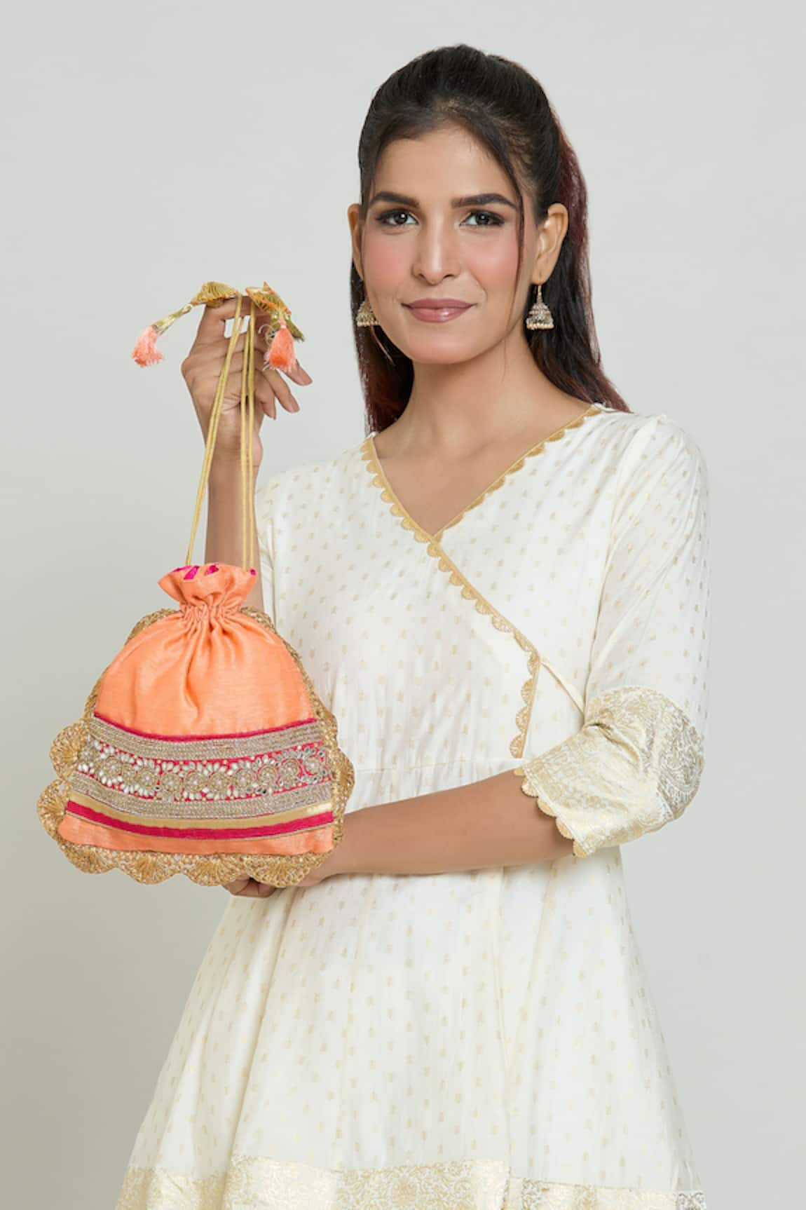 Kalakaari By Sagarika Bead & Mirror Embroidered Potli Bag