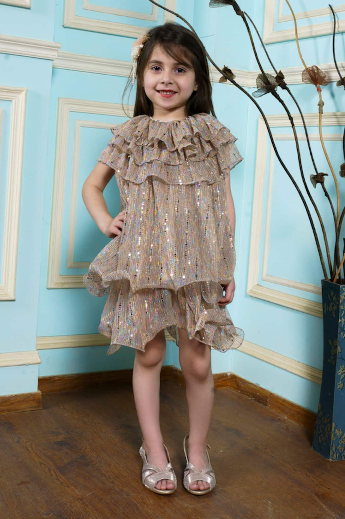 Hoity Moppet Mystery Sequin Embroidered Ruffle Dress