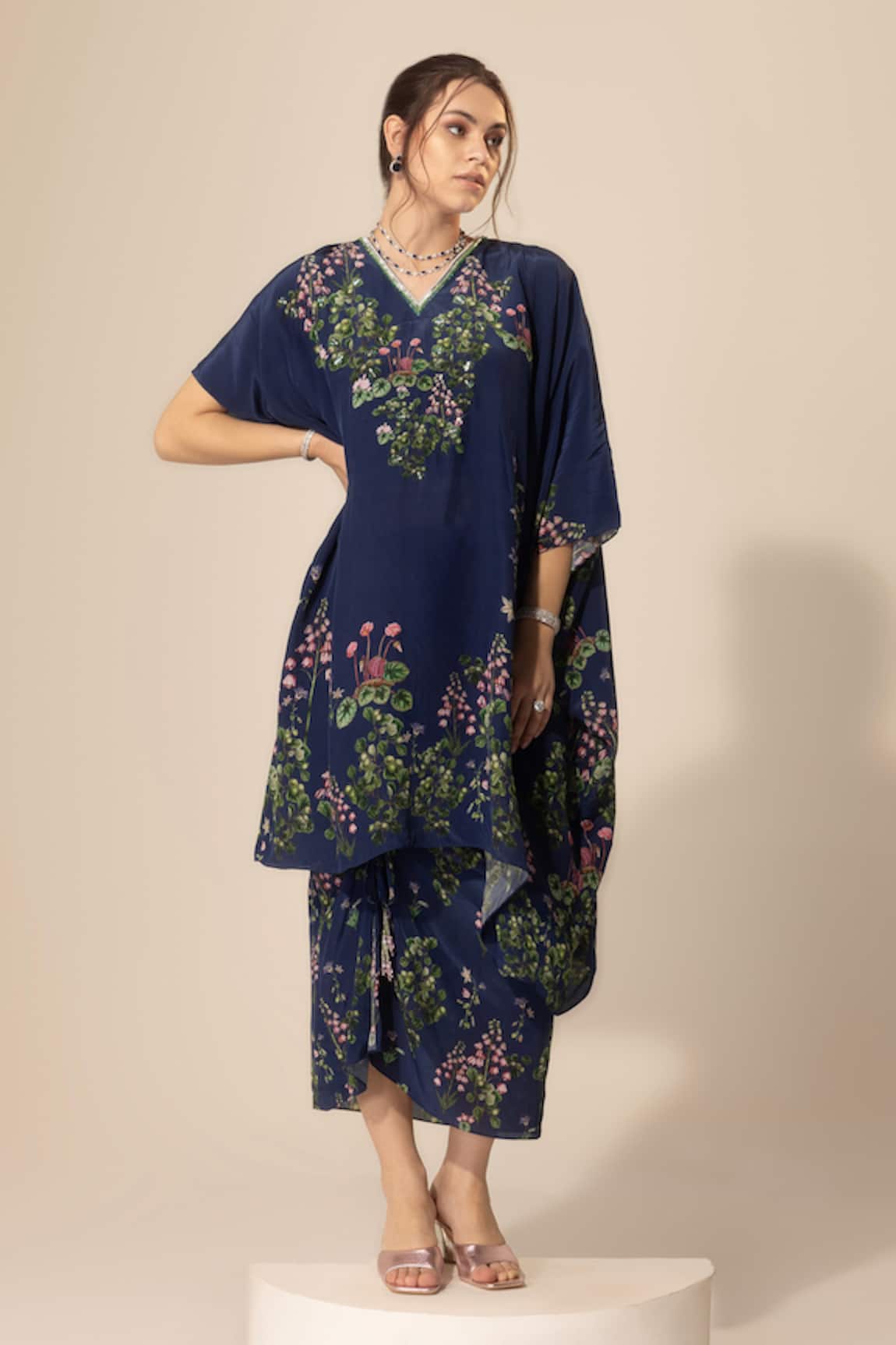 Sakshi Girri Botanical Pattern Kaftan & Skirt Set