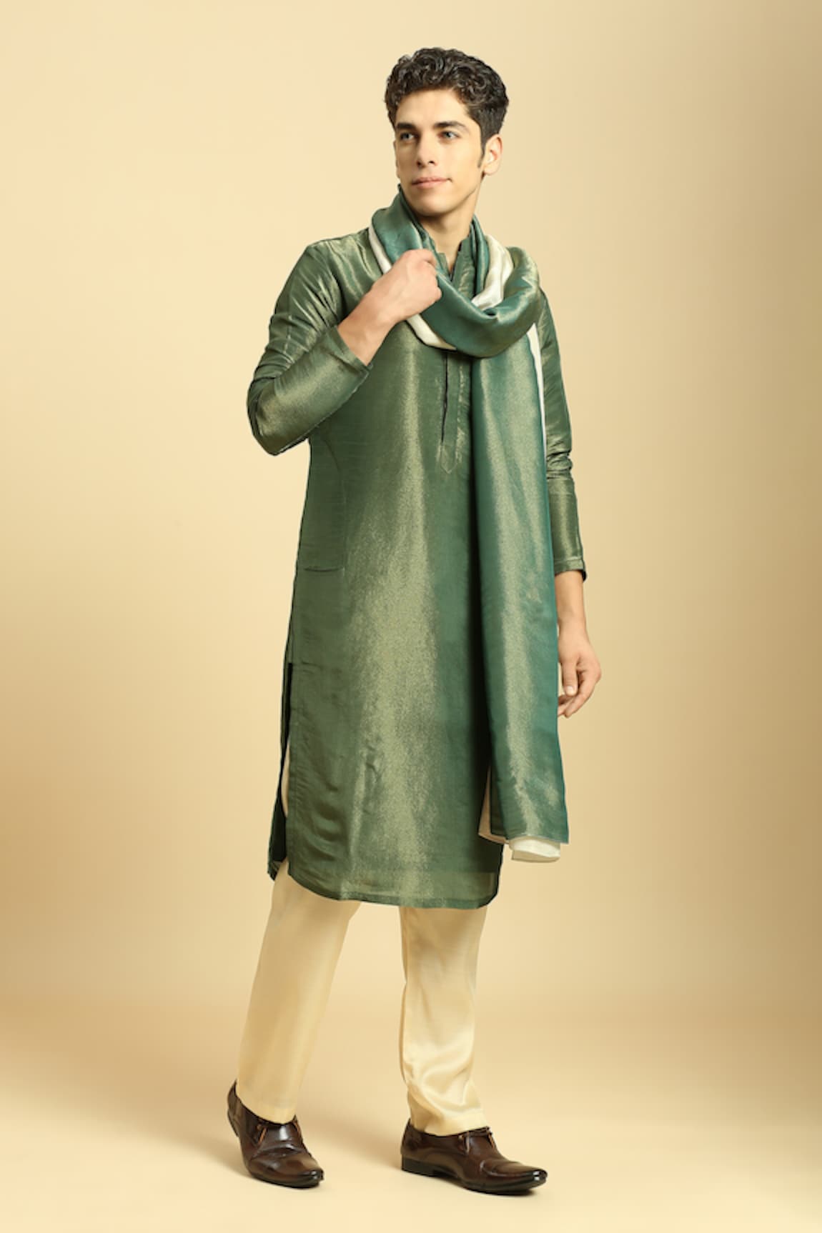 Masumi Mewawalla Kurta Set With Color Block Dupatta