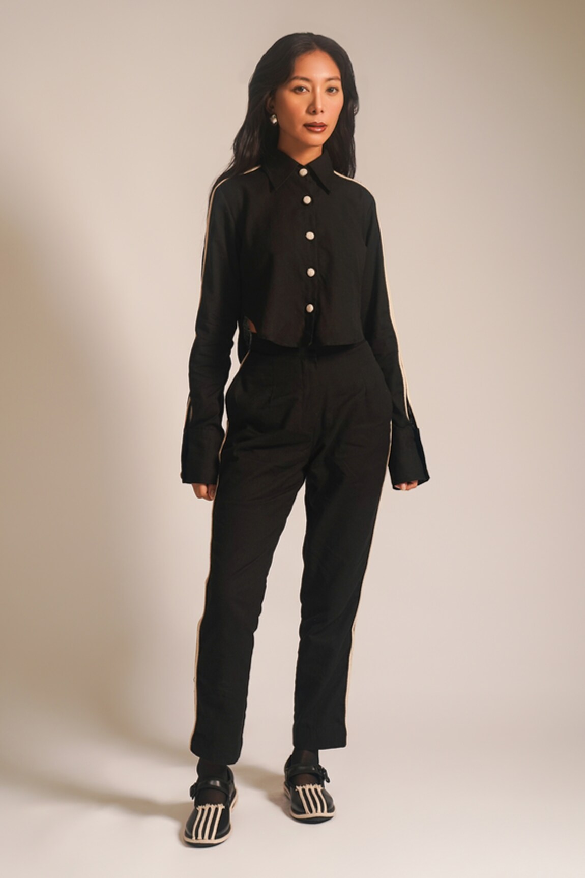 ATBW Dori Work Front Button Crop Shirt