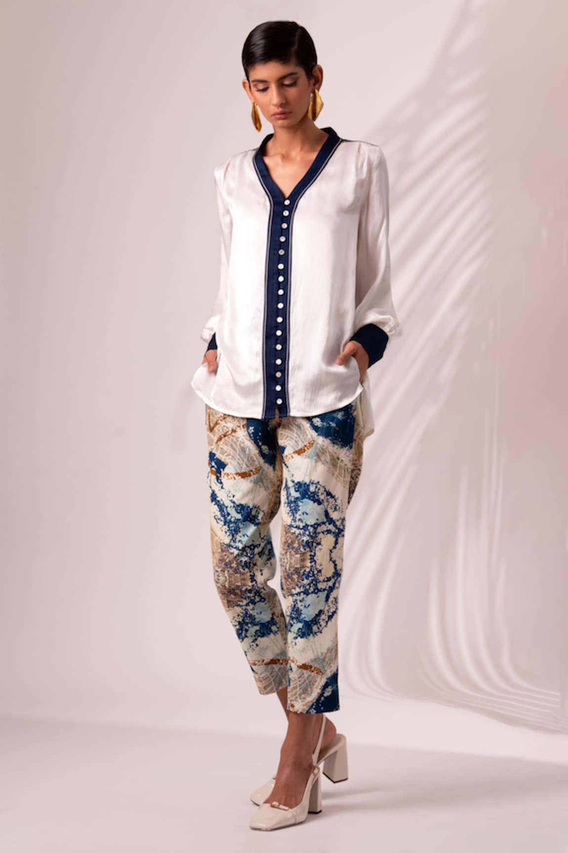 Madder Much Benita Back Cut Out Top With Printed Trouser