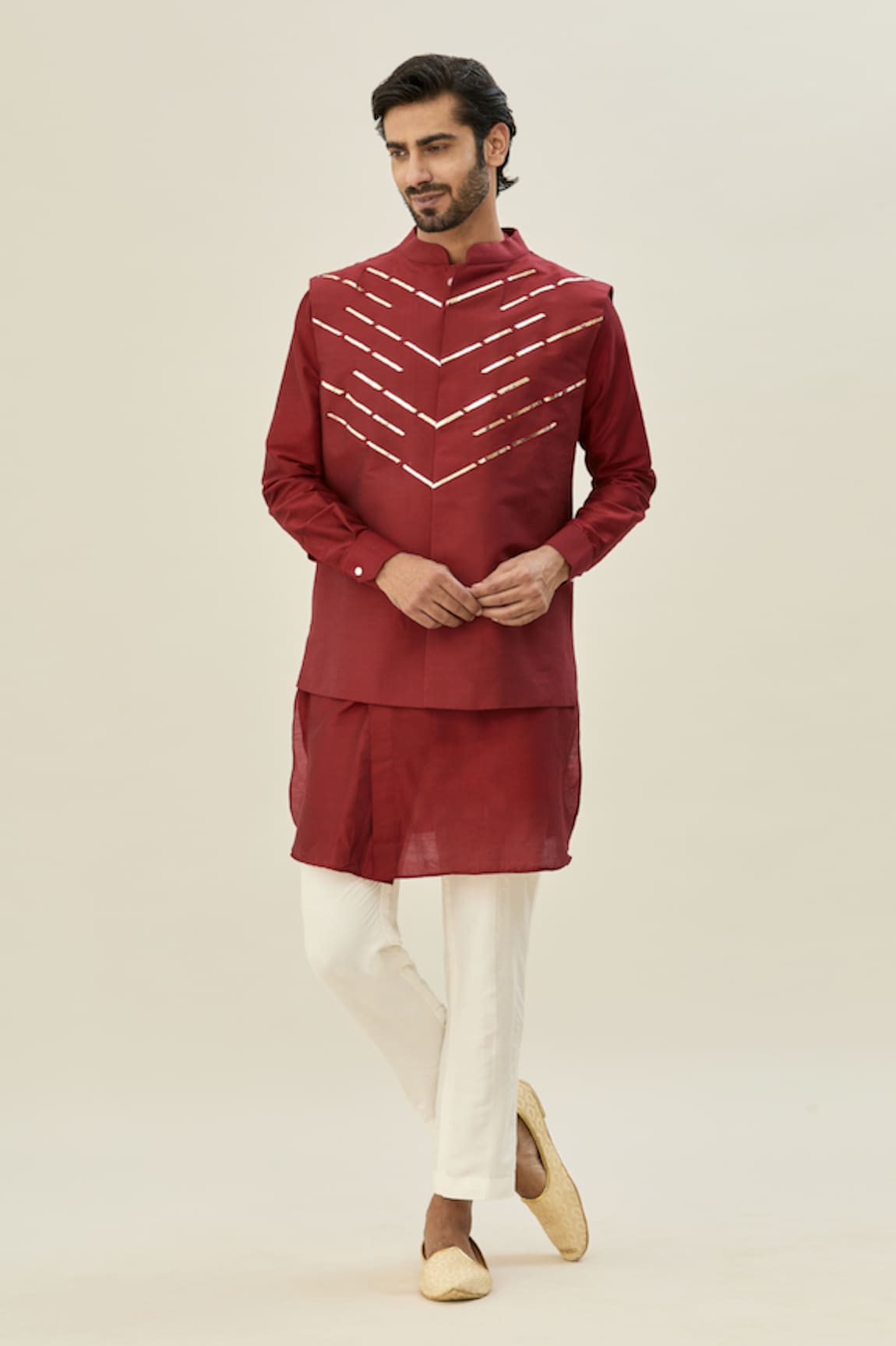 DiyaRajvvir Acrylic Embroidered Bundi Kurta Set