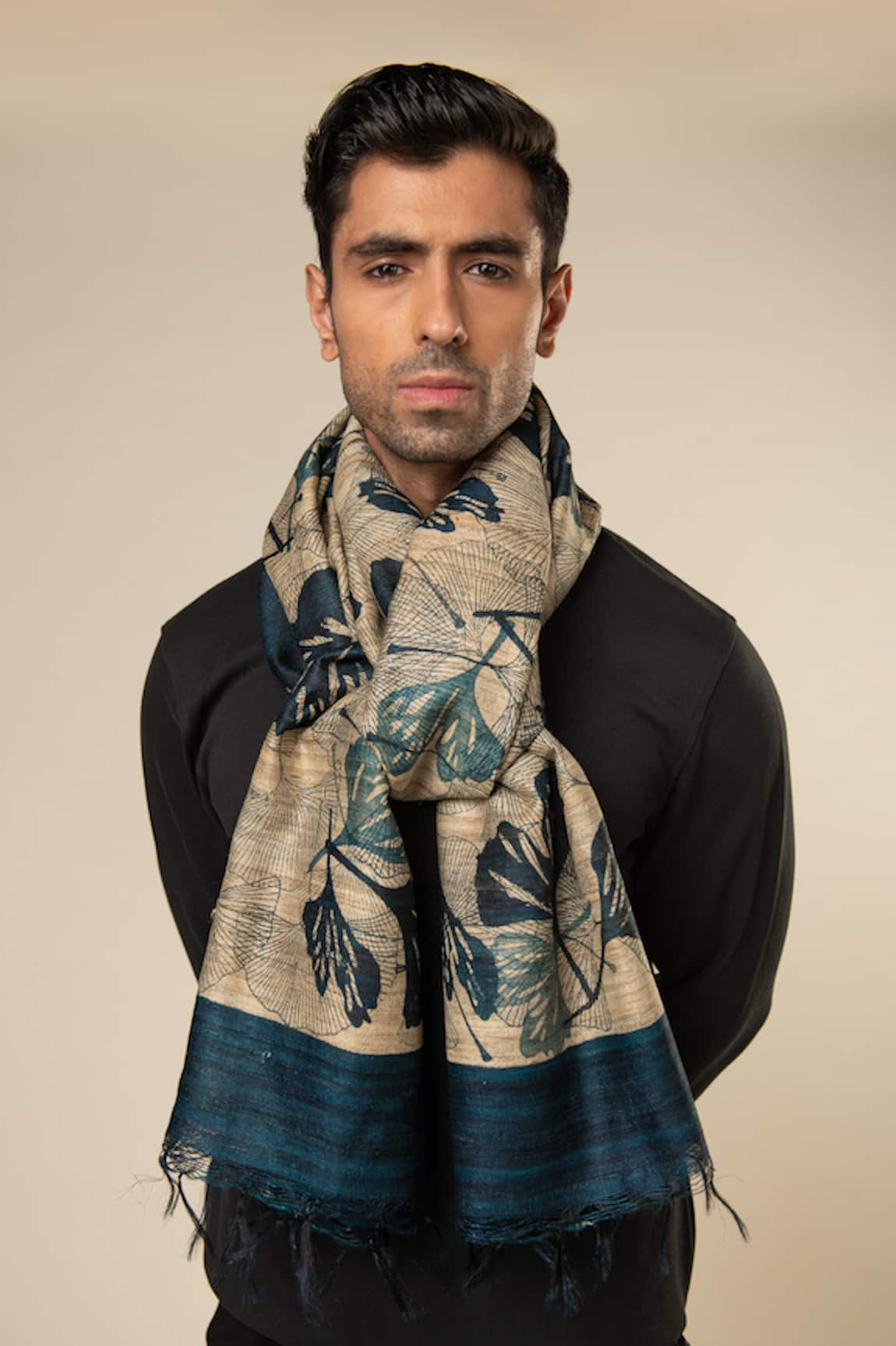 Aeshaane Silk Floral Woven Scarf