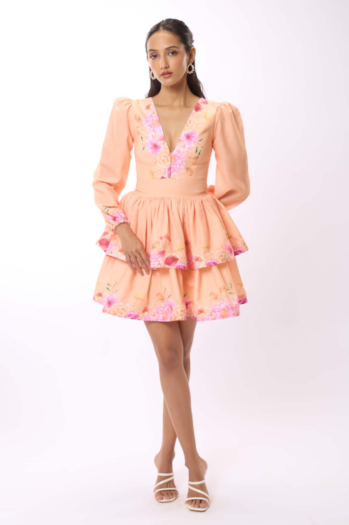 Verano By Tanya Amelia Gardenia Print Tiered Short Dress