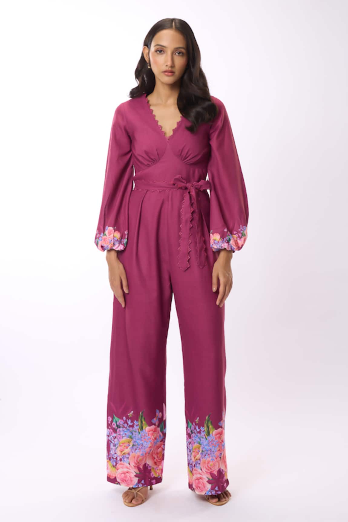Verano By Tanya Cynthia Rose Print Jumpsuit With Belt