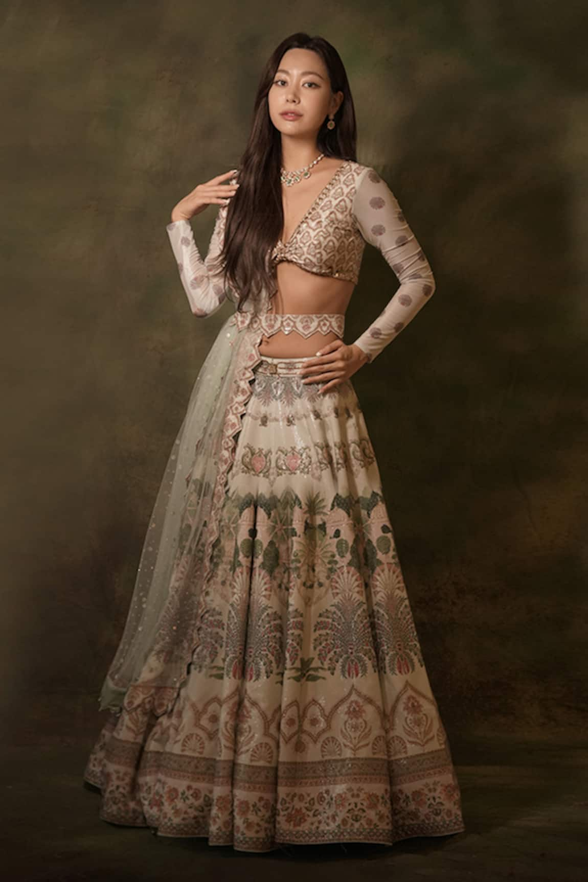 Archana Kochhar Mughal Floral Pattern Lehenga Set