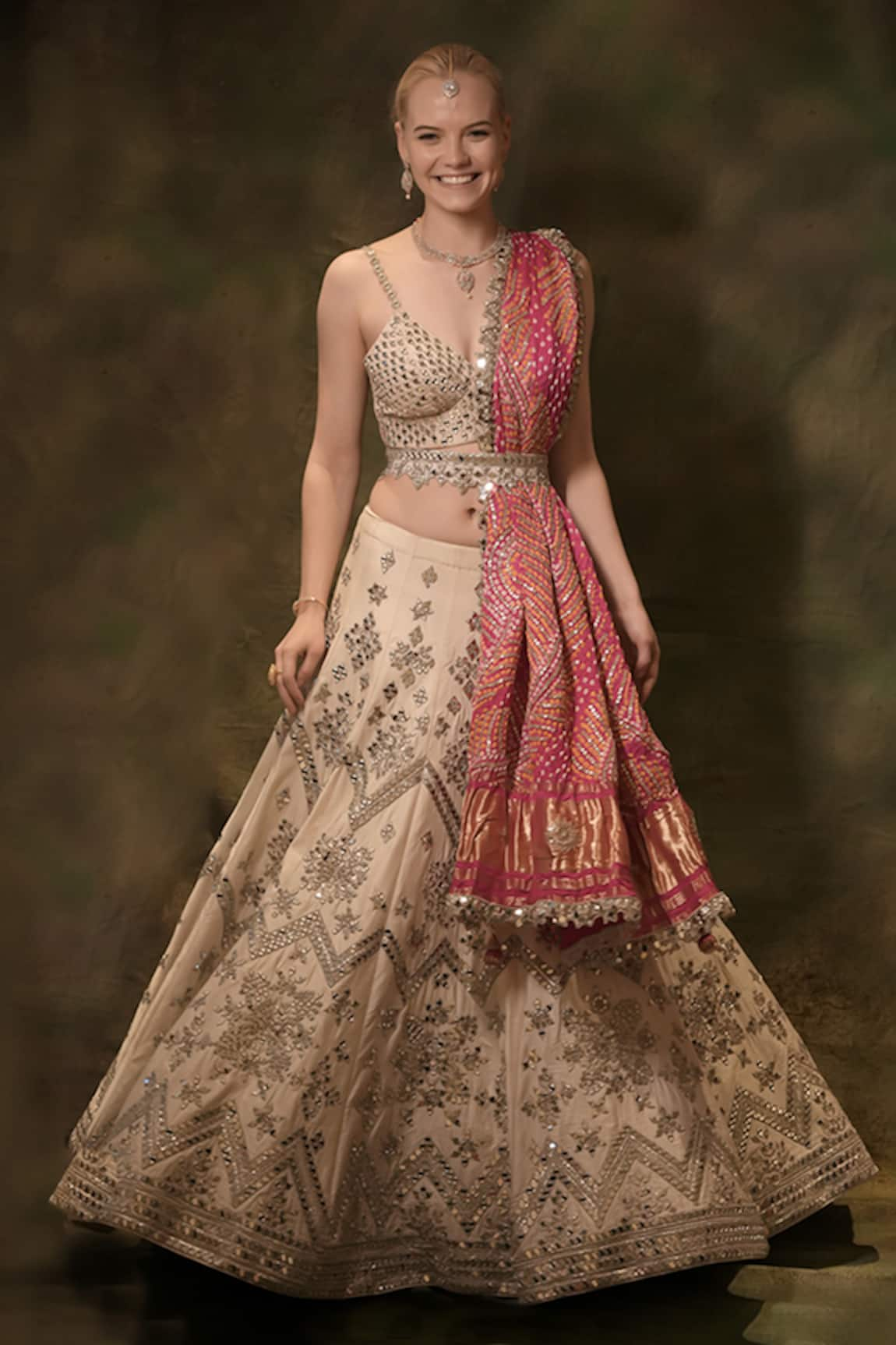 Archana Kochhar Mirror Embroidered Lehenga Set