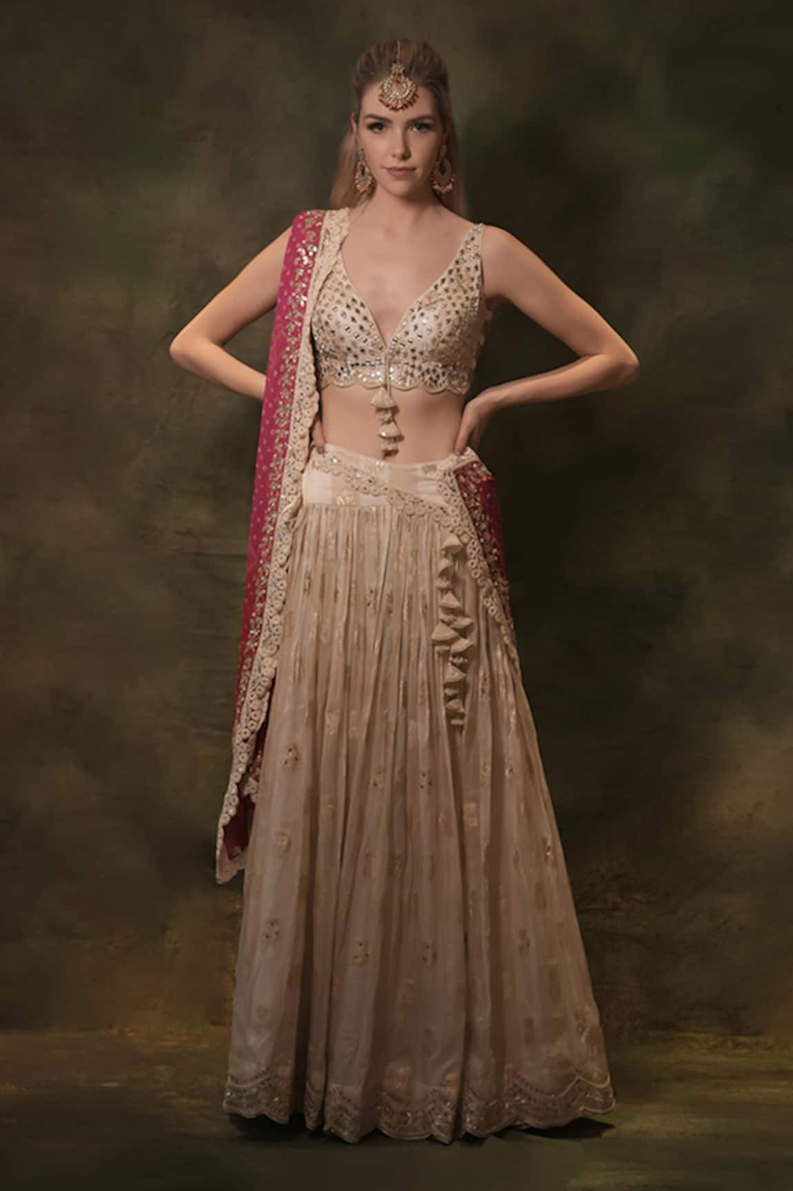 Archana Kochhar Zardosi Hand Embroidered Lehenga Set