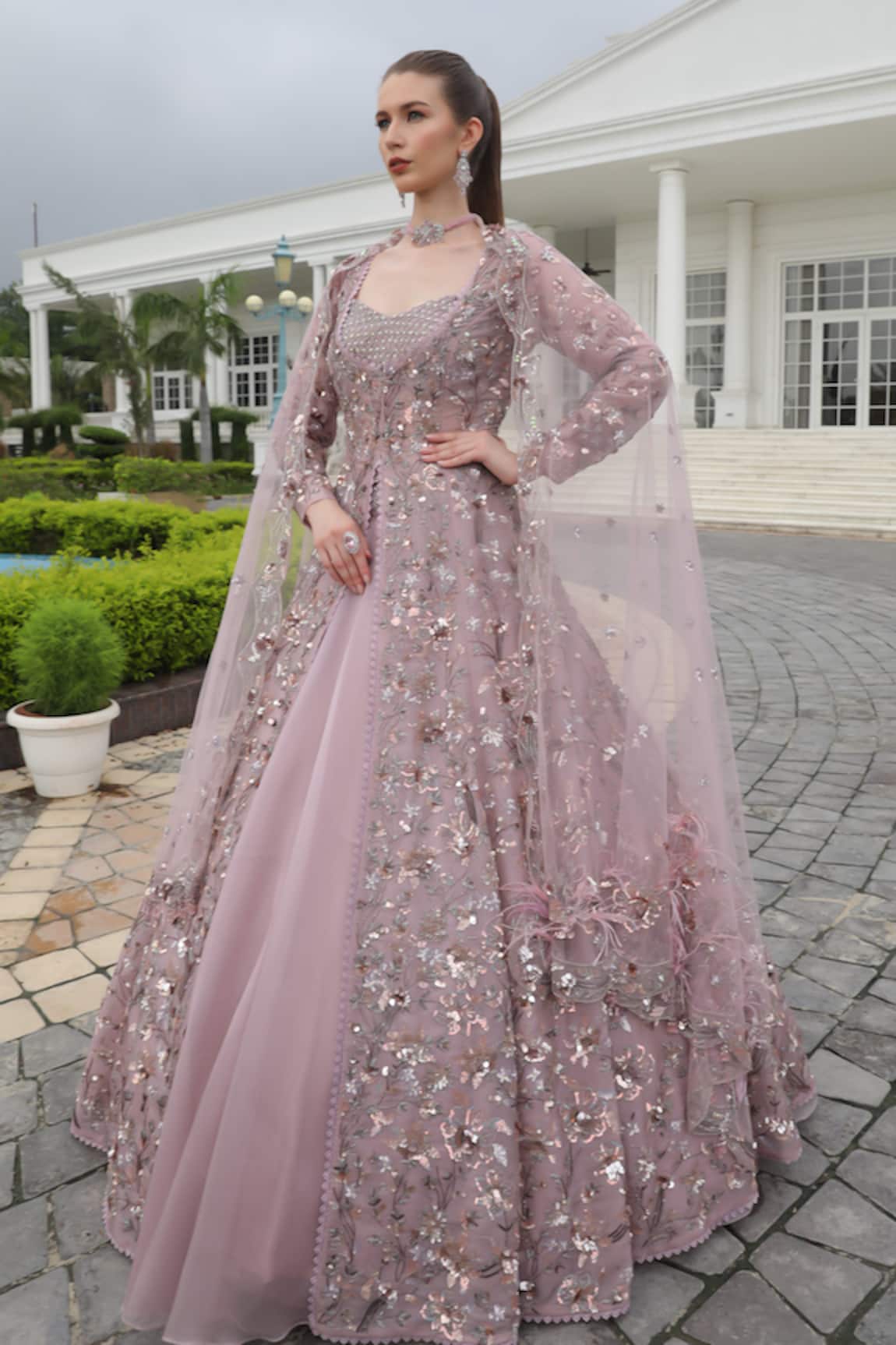 Presto Couture Floral Embroidered Jacket Lehenga Set 