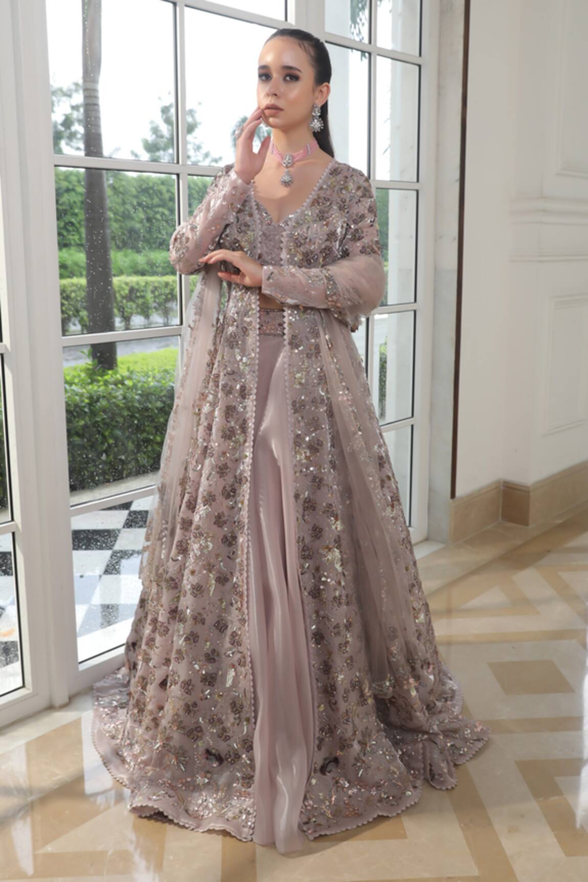 Presto Couture Crystal Embroidered Jacket Lehenga Set 