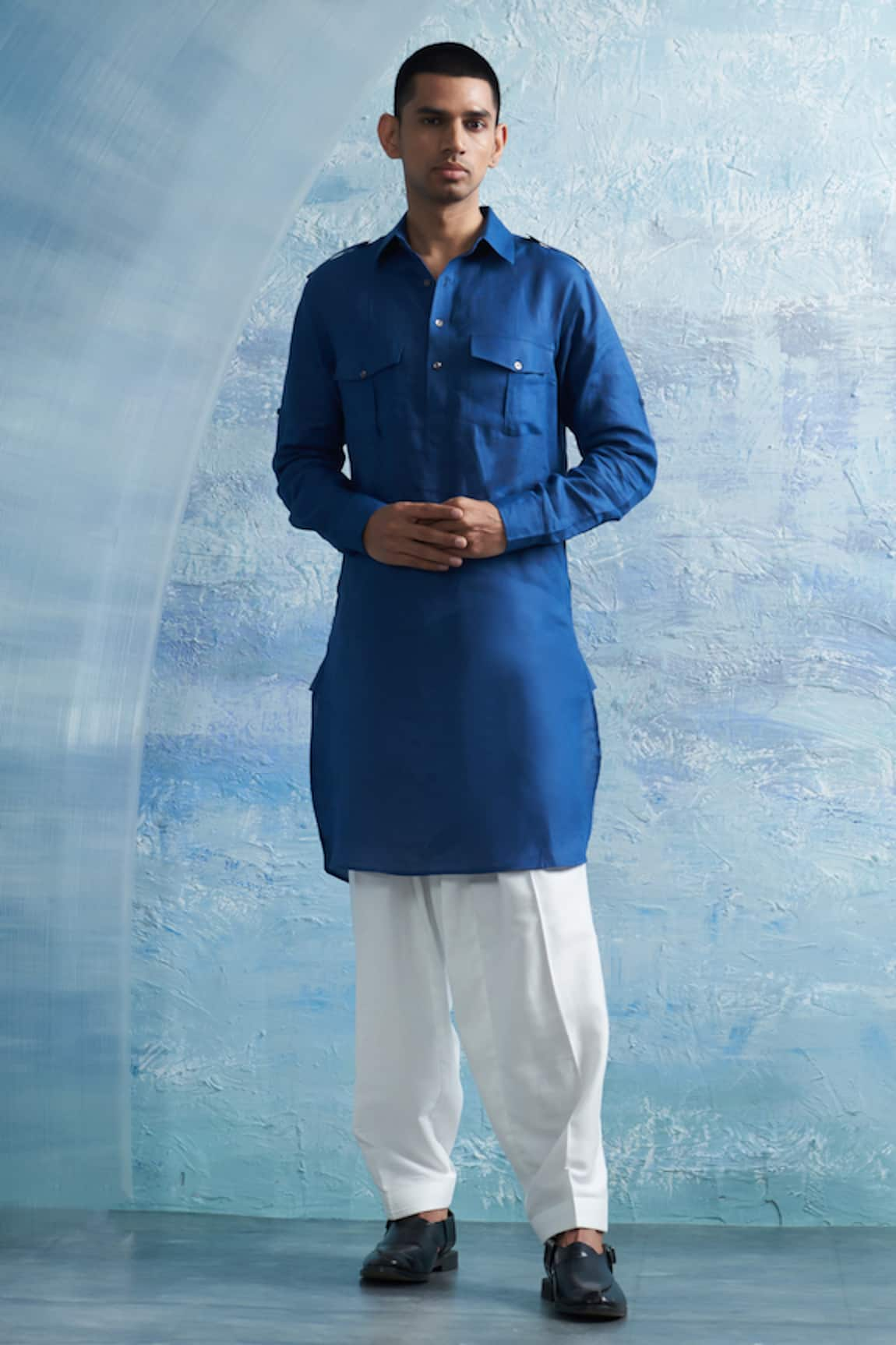 Charkhee Plain Pathani Kurta With Salwar