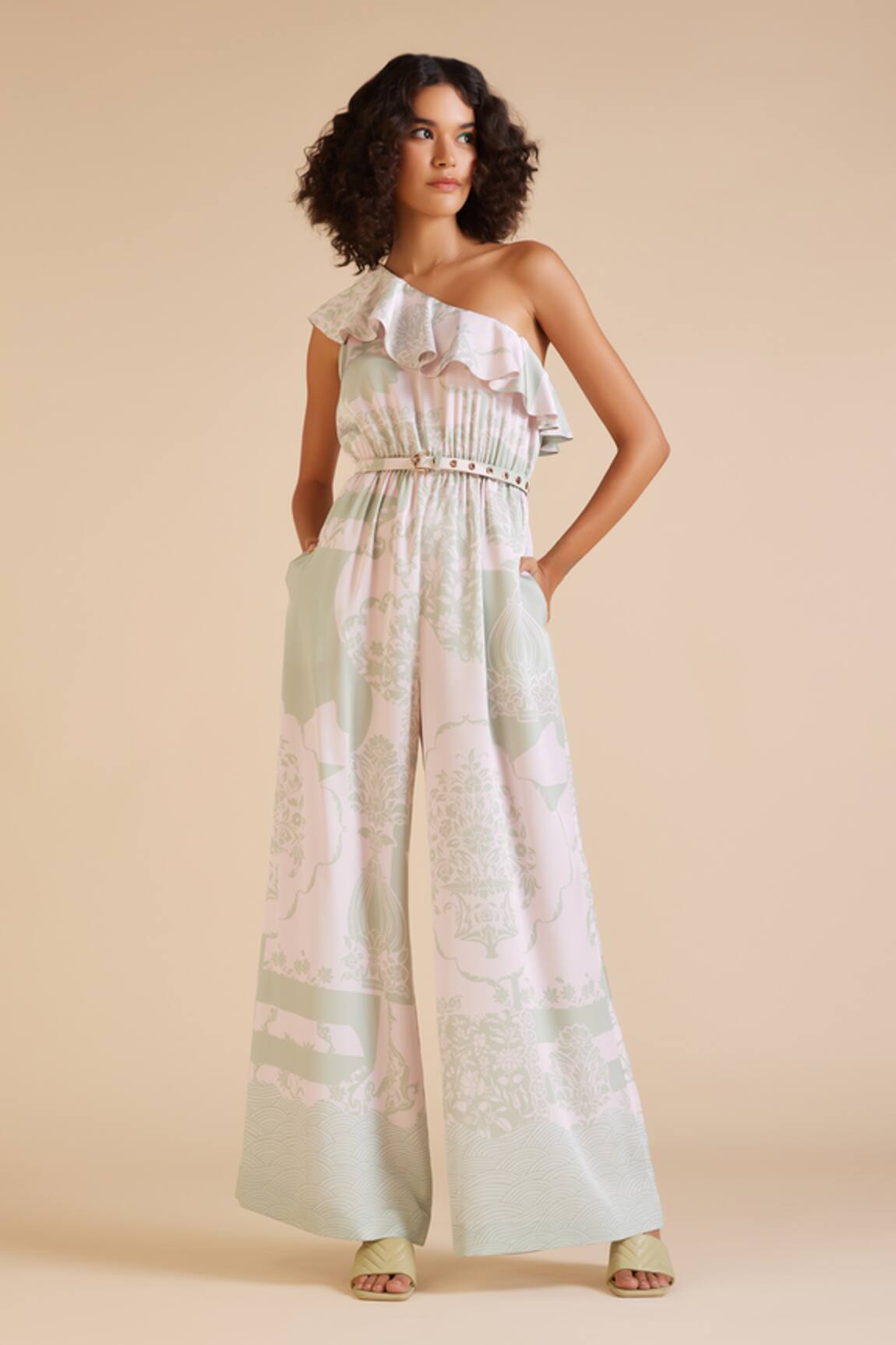 Pankaj & Nidhi Cypress One Shoulder Printed Jumpsuit