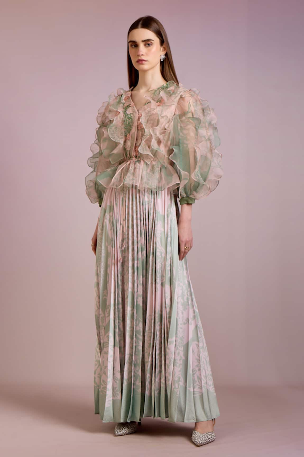 Pankaj & Nidhi Cypress Floral Print Maxi Dress