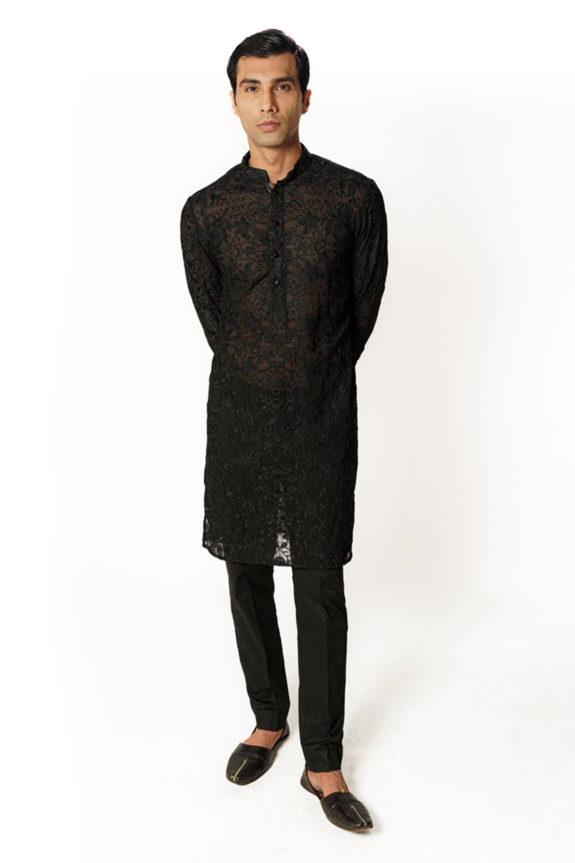 Rabani & Rakha Floral Embroidered Kurta & Pant Set