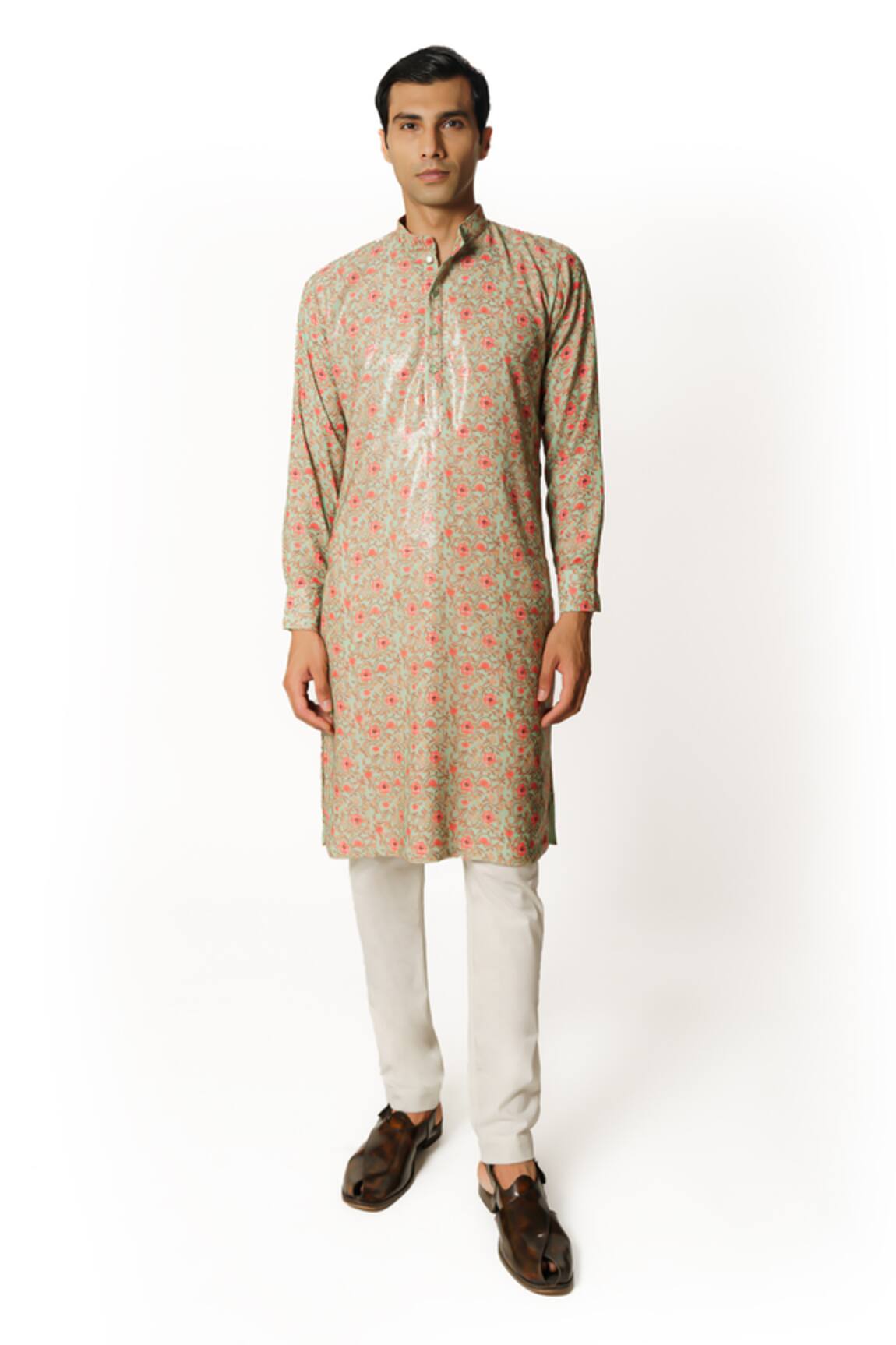 Rabani & Rakha Floral Print Embroidered Kurta & Pant Set
