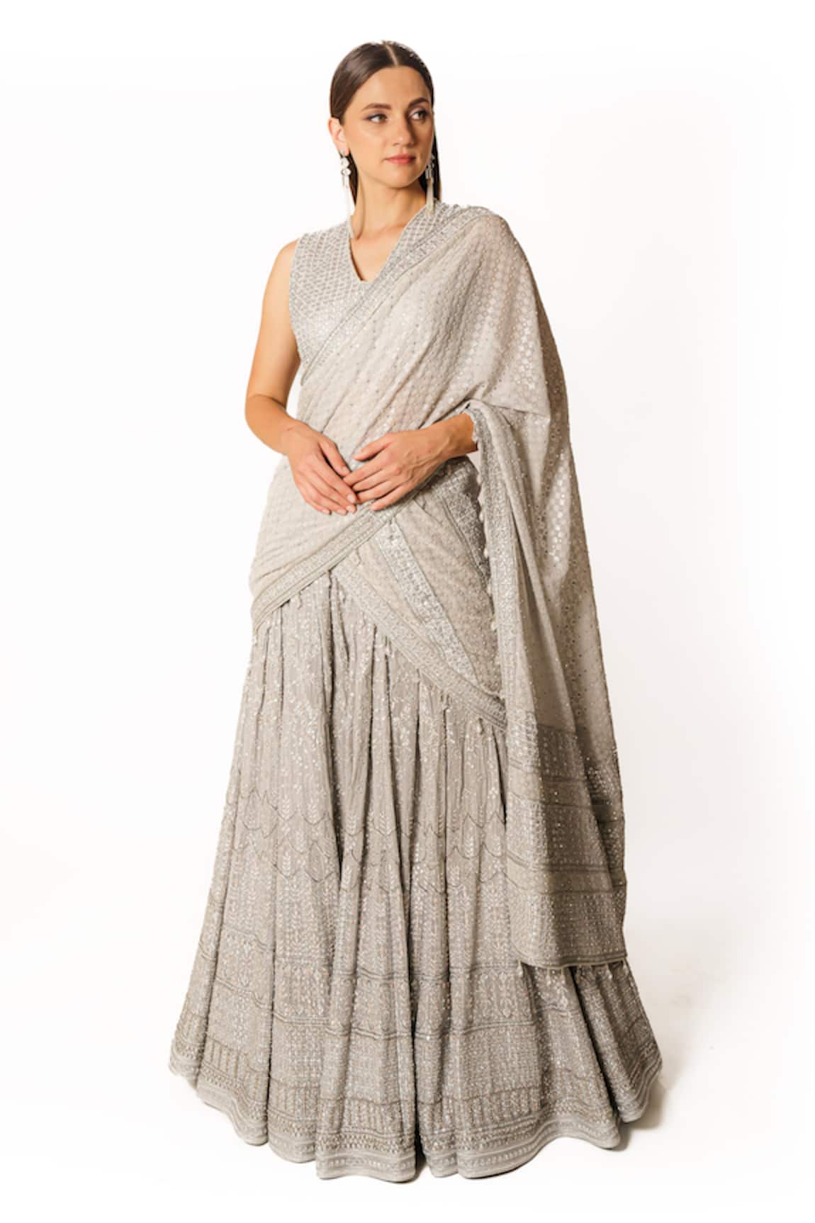 Rabani & Rakha Sequin Hand Embroidered Lehenga Set