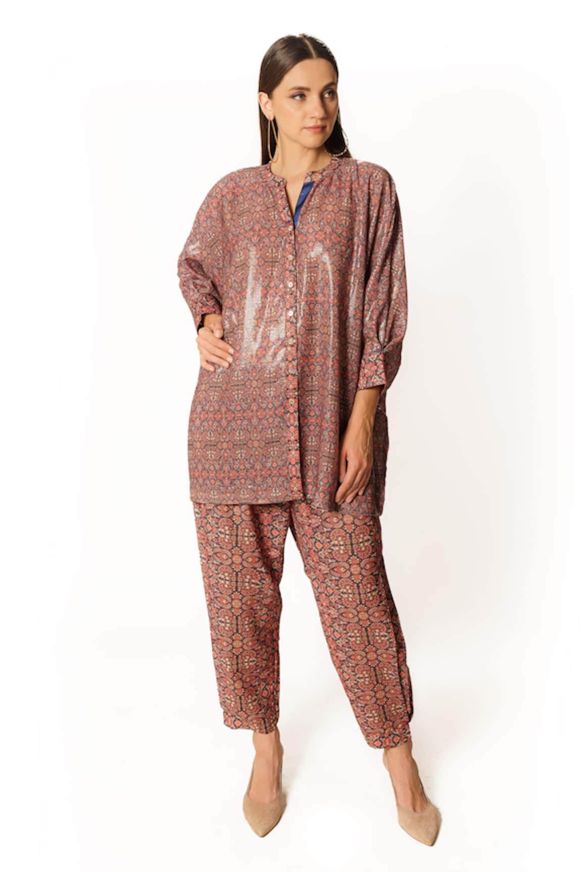 Rabani & Rakha Paisley Floral Print Tunic Palazzo Set