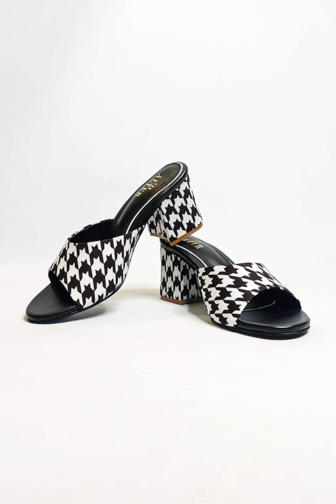 THE ALTER Houndstooth Print Slip-On Block Heels