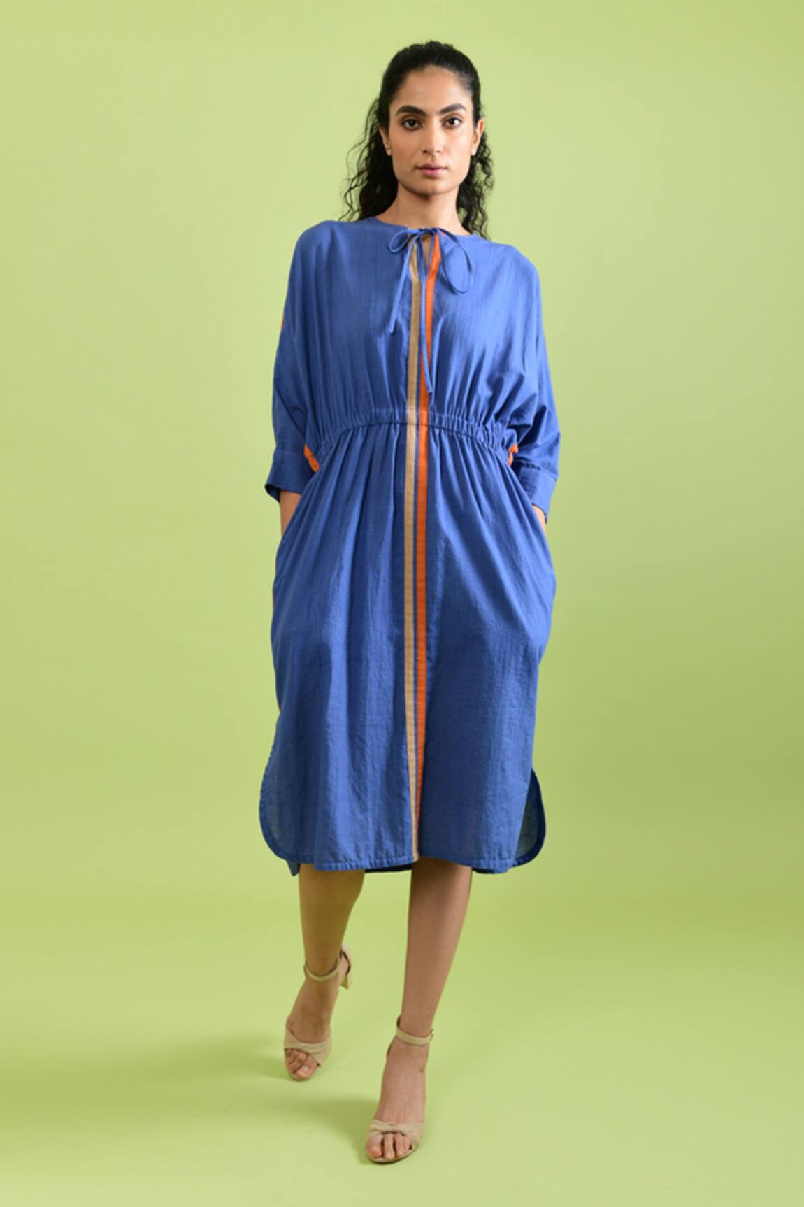 Rias Jaipur Pale Purple Handwoven Cotton Midi Dress 