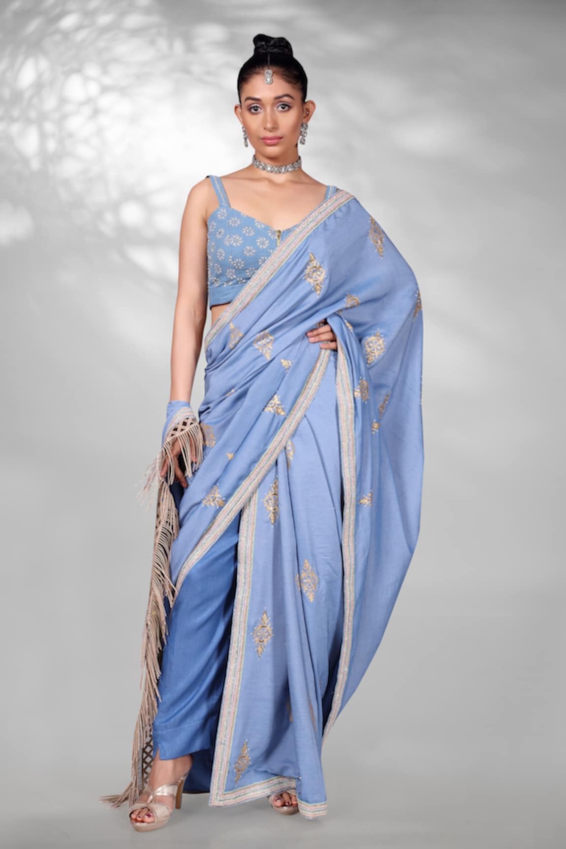 Anita Kanwal Pre-Stitched Saree Set With Unstitched Blouse Piece