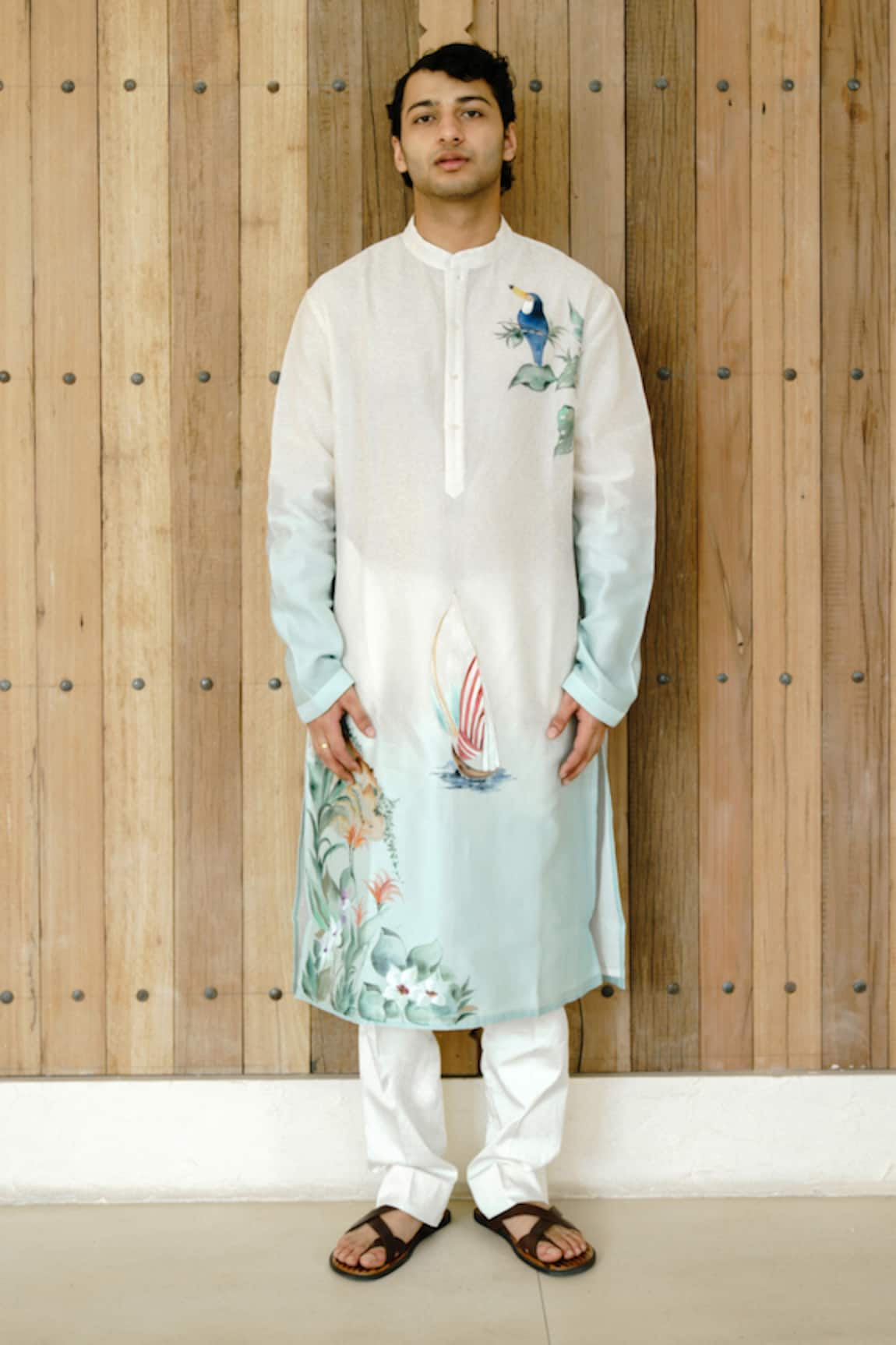 WABI SABI BY ANSHUM-RITESH Lighthouse Hand Painted Kurta Set