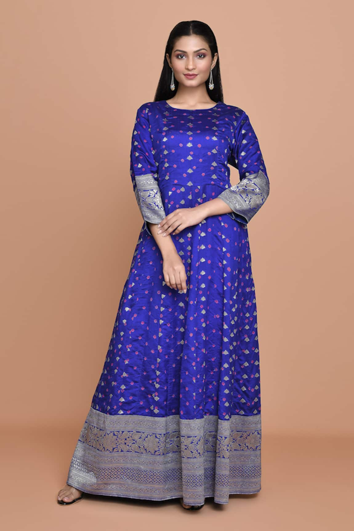 Pinki Sinha Bandhani Banarasi Woven Pattern Anarkali