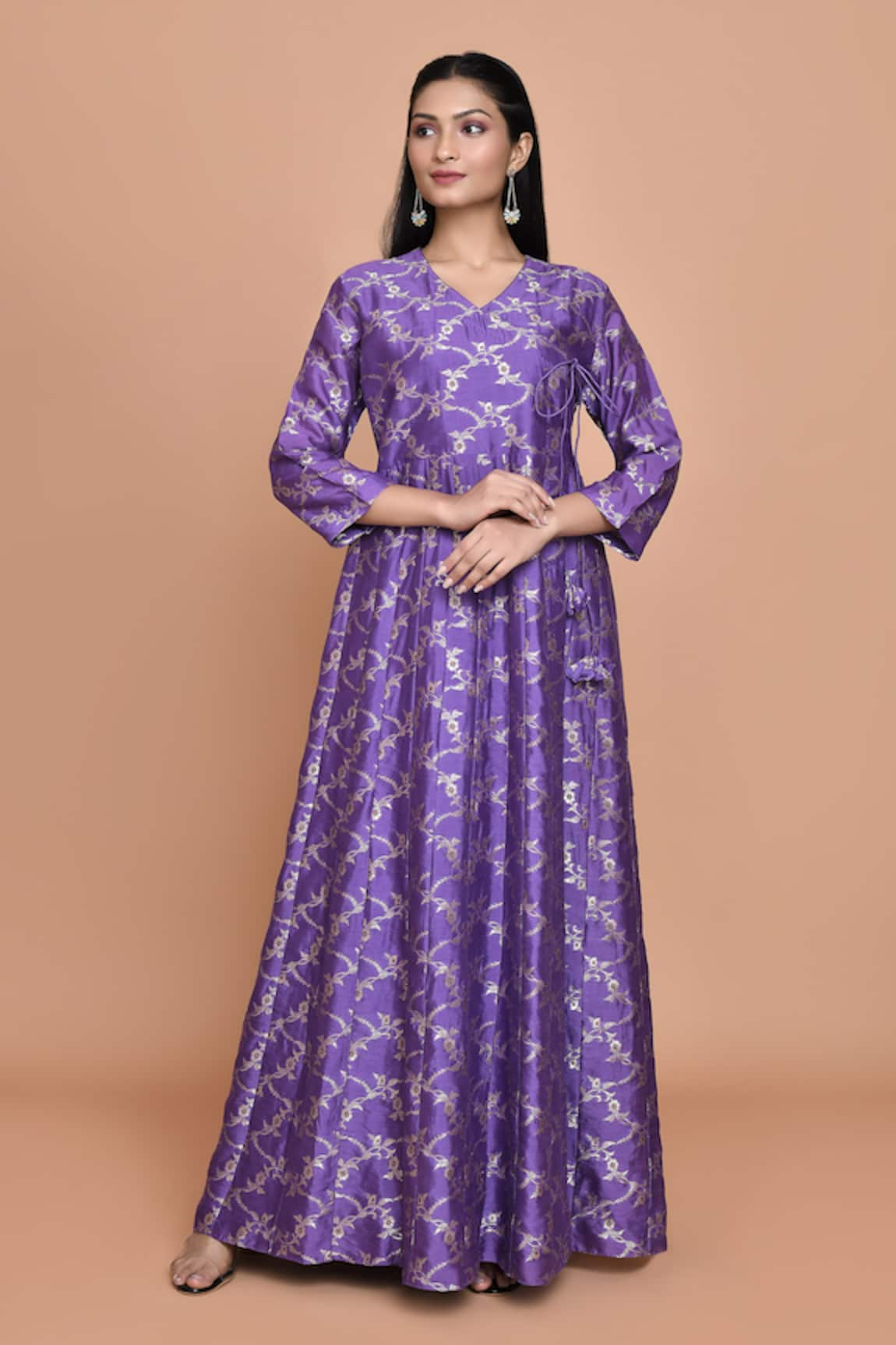 Pinki Sinha Floral Jaal Pattern Woven Anarkali Angarkha