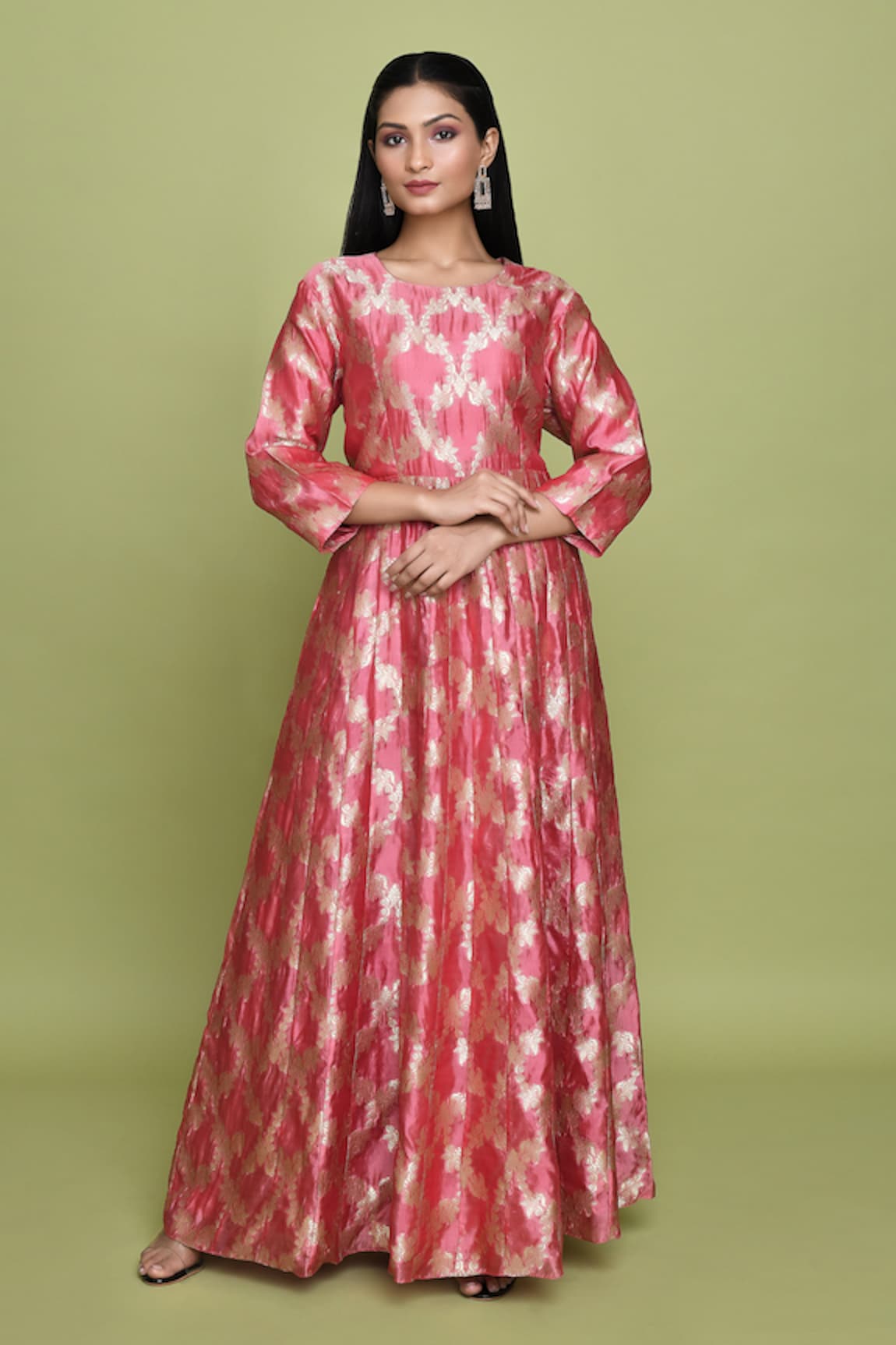 Pinki Sinha Floral Jaal Pattern Woven Anarkali