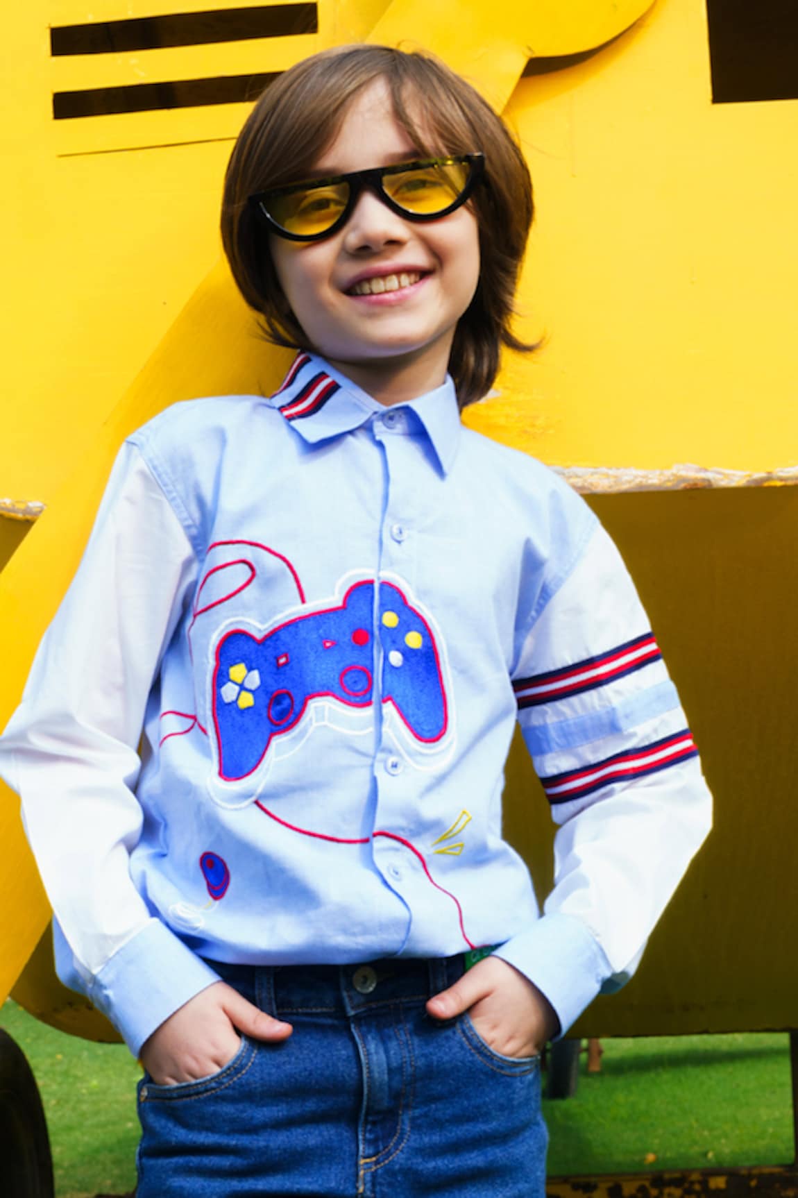 Hoity Moppet Playstation Patchwork Embroidered Shirt