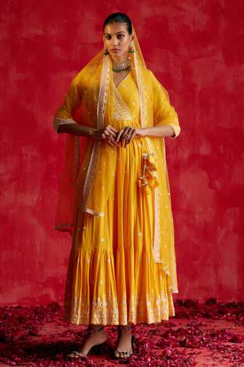 Preevin Floral Embellished Angarkha Set 