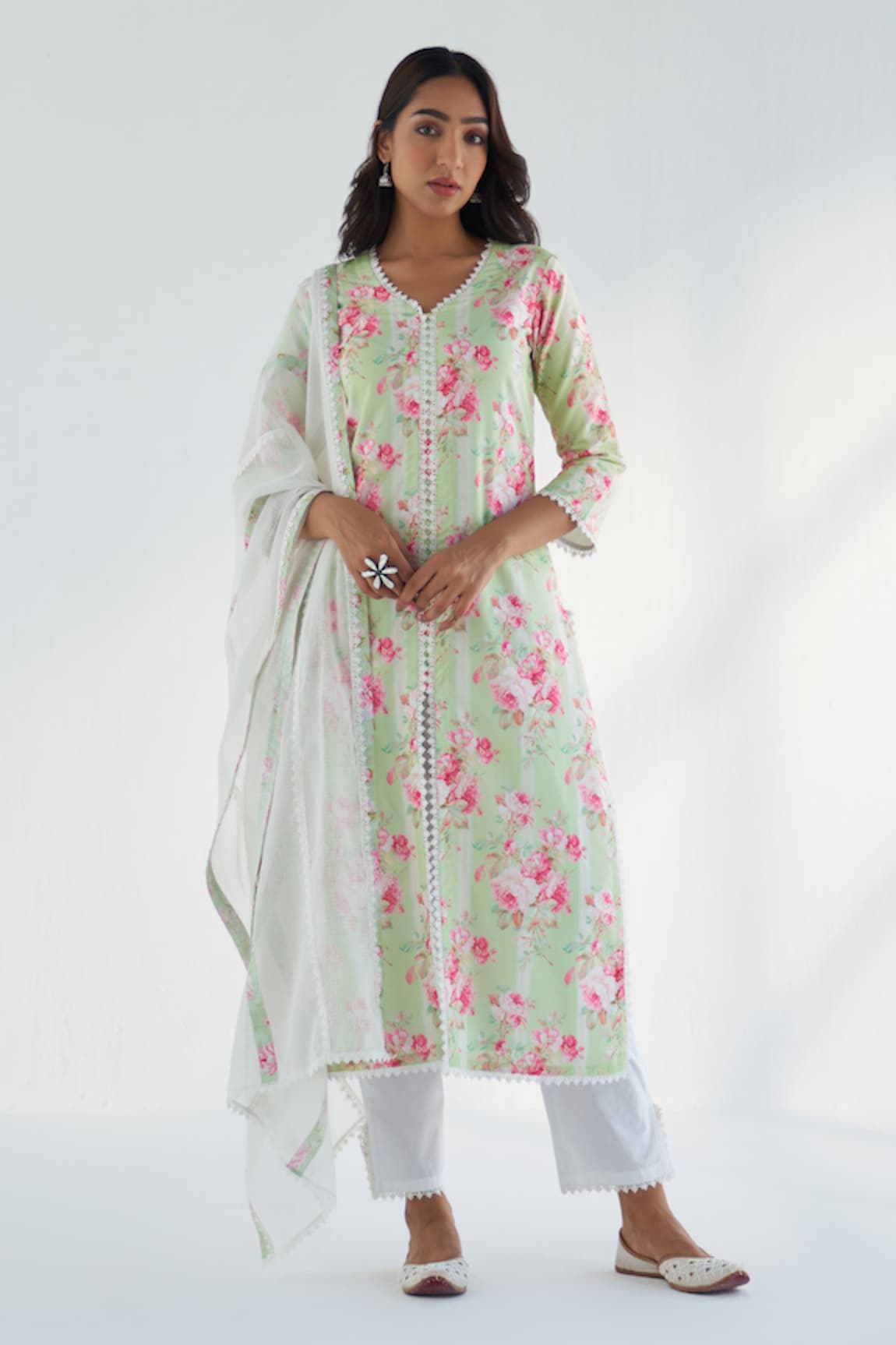 Roze Lina Floral Print Kurta Pant Set