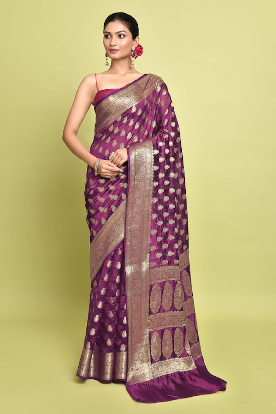 Nazaakat by Samara Singh Damask Buta Woven Saree With Running Blouse